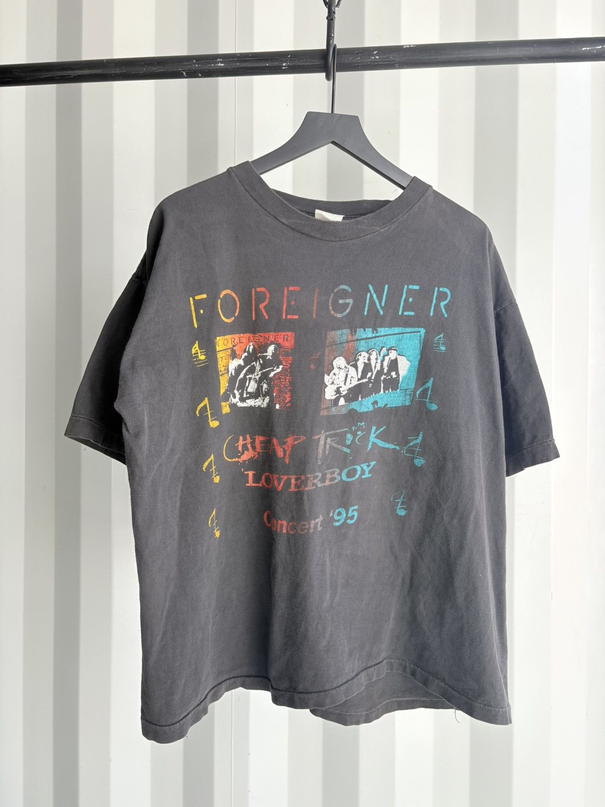 Band Tees Thrashed Foreigner Boxy Sun Faded Distressed ERD GRUNGE Size US XL / EU 56 / 4 - 1 Thumbnail
