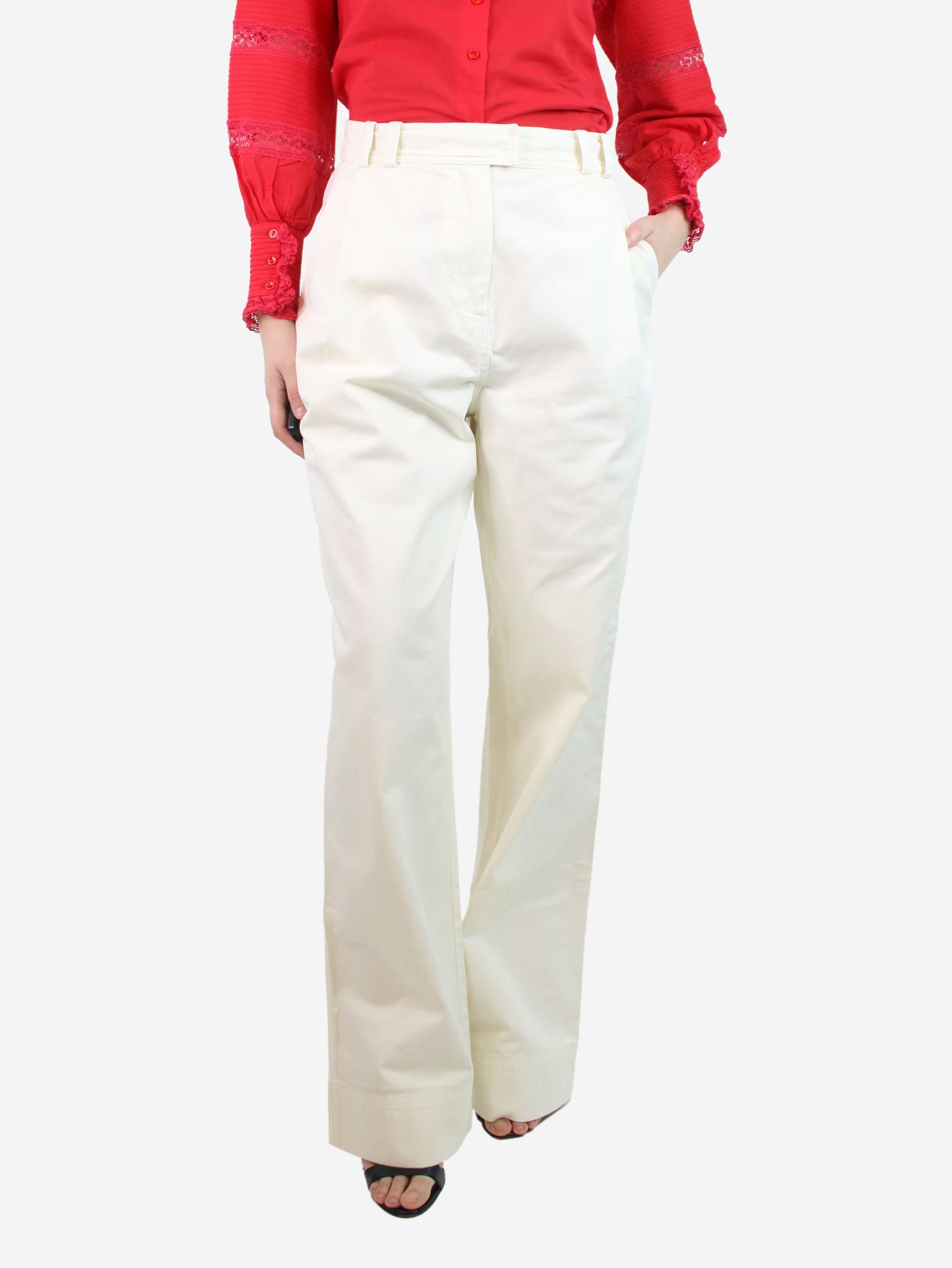 Cream wide-leg trousers - size UK 10