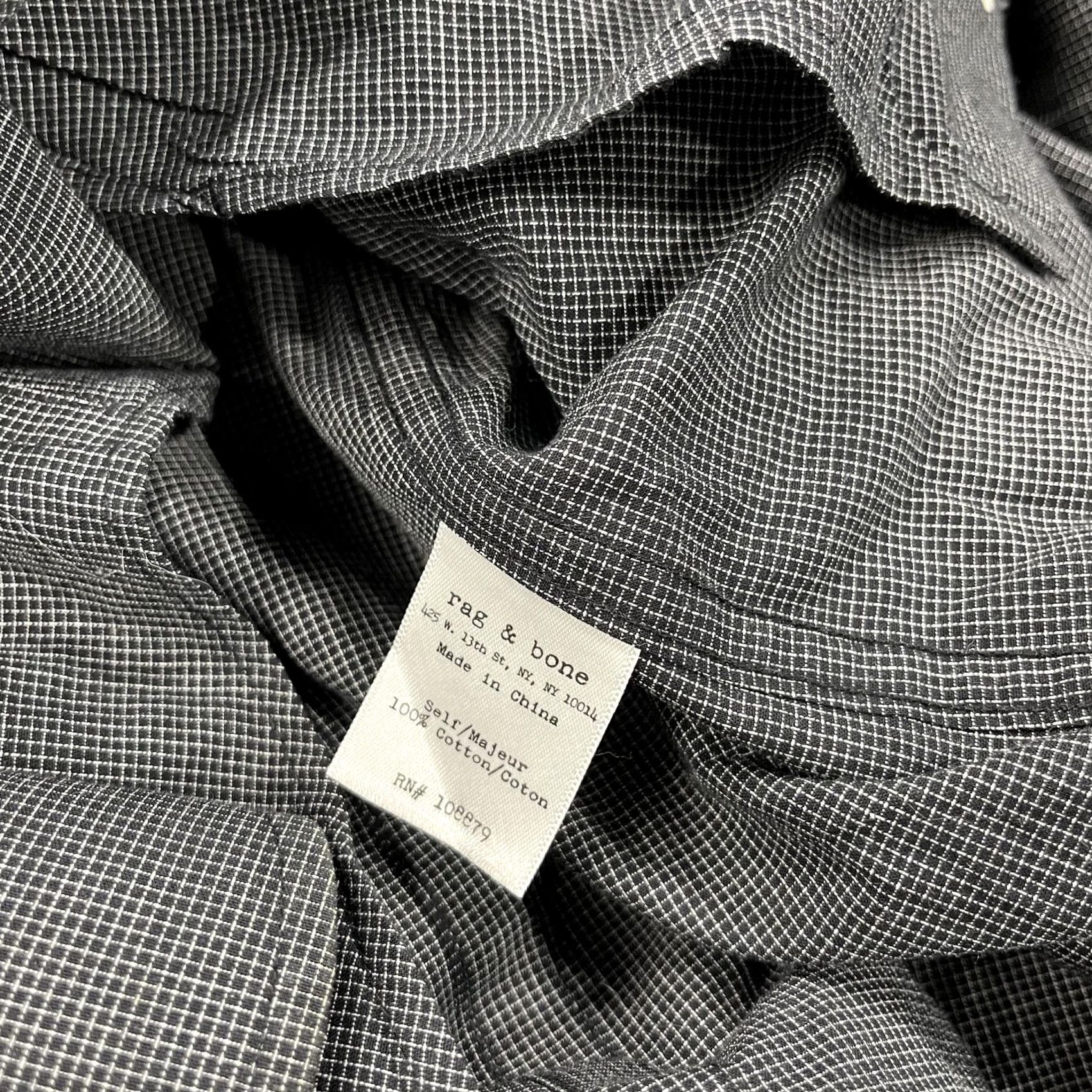 Rag & Bone rag & bone Shirt Mens 15 Gray Check Cotton Button Down Long Sleeve Dress Shirt Size 40R - 5 Thumbnail