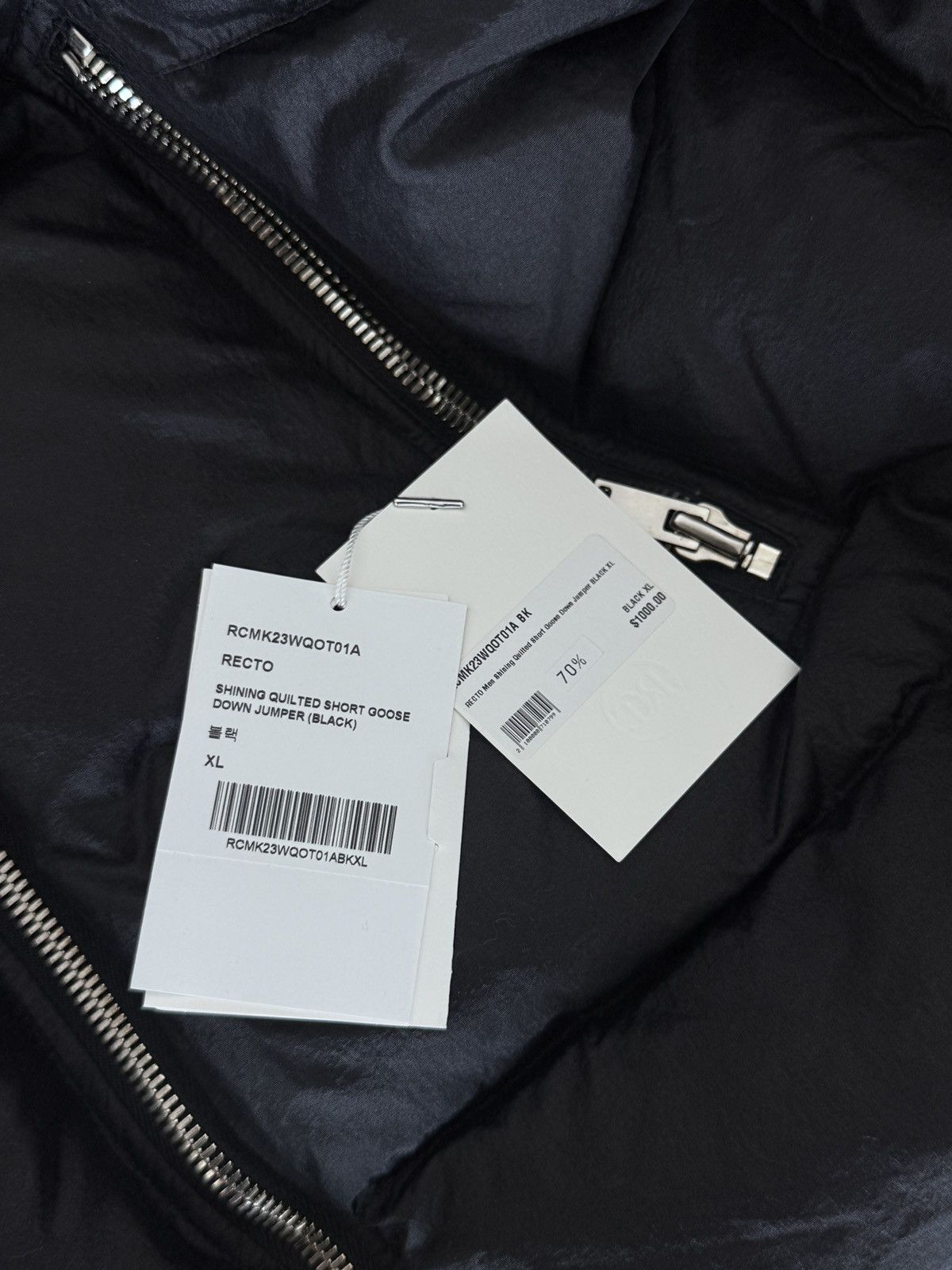 RECTO Recto Black Shining Down Jacket (w/ tags) Size US XL / EU 56 / 4 - 7 Thumbnail