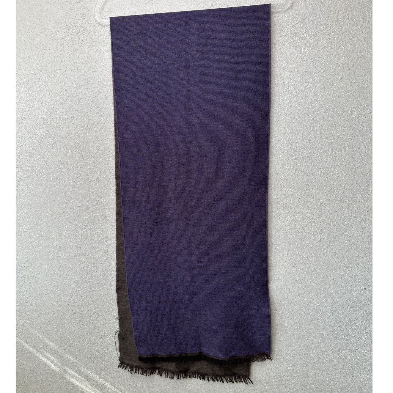 Other Italian Scarf Purple Brown Polka Dot Wool Silk ~70” Size ONE SIZE - 4 Thumbnail