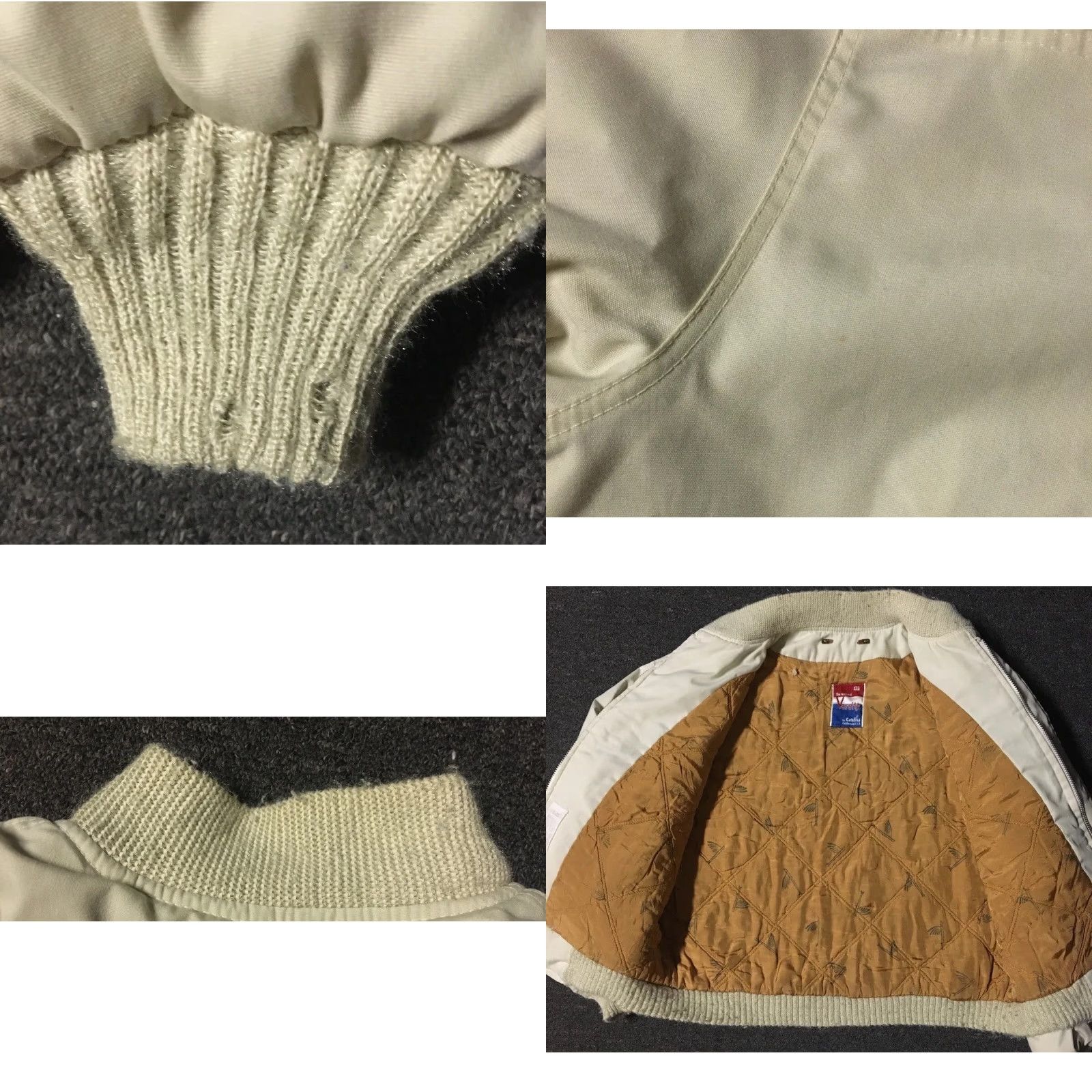 Vintage Vtg 70s Faded Distress Derby Boxy Fit Quilt Lined Bomber Jacket USA Talon Zipper Beige/Tan 42 Men Grunge/ Motorcycle Size US XS / EU 42 / 0 - 9 Thumbnail