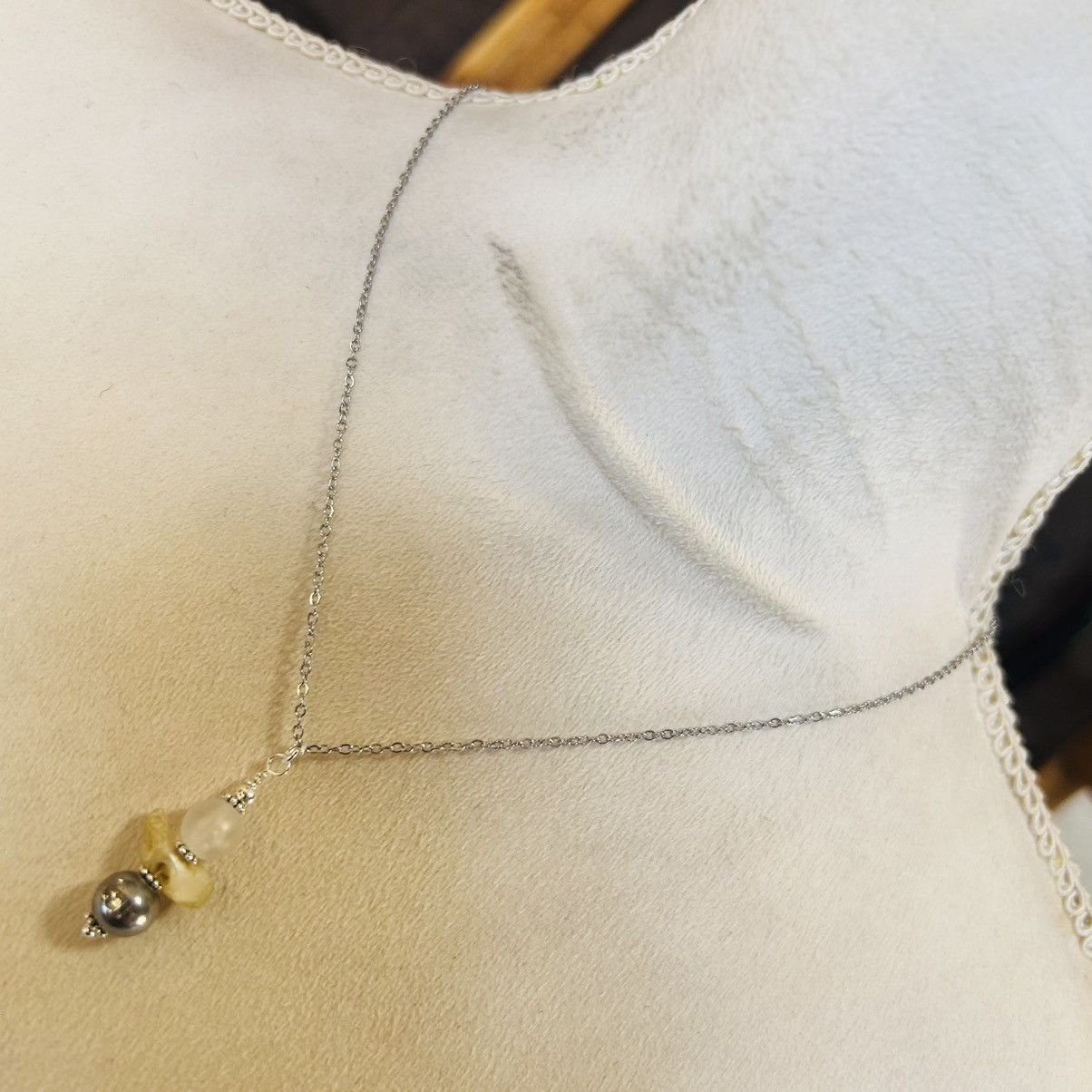 Handmade Handcrafted vintage bead drop pendant on chain necklace Size ONE SIZE - 2 Thumbnail