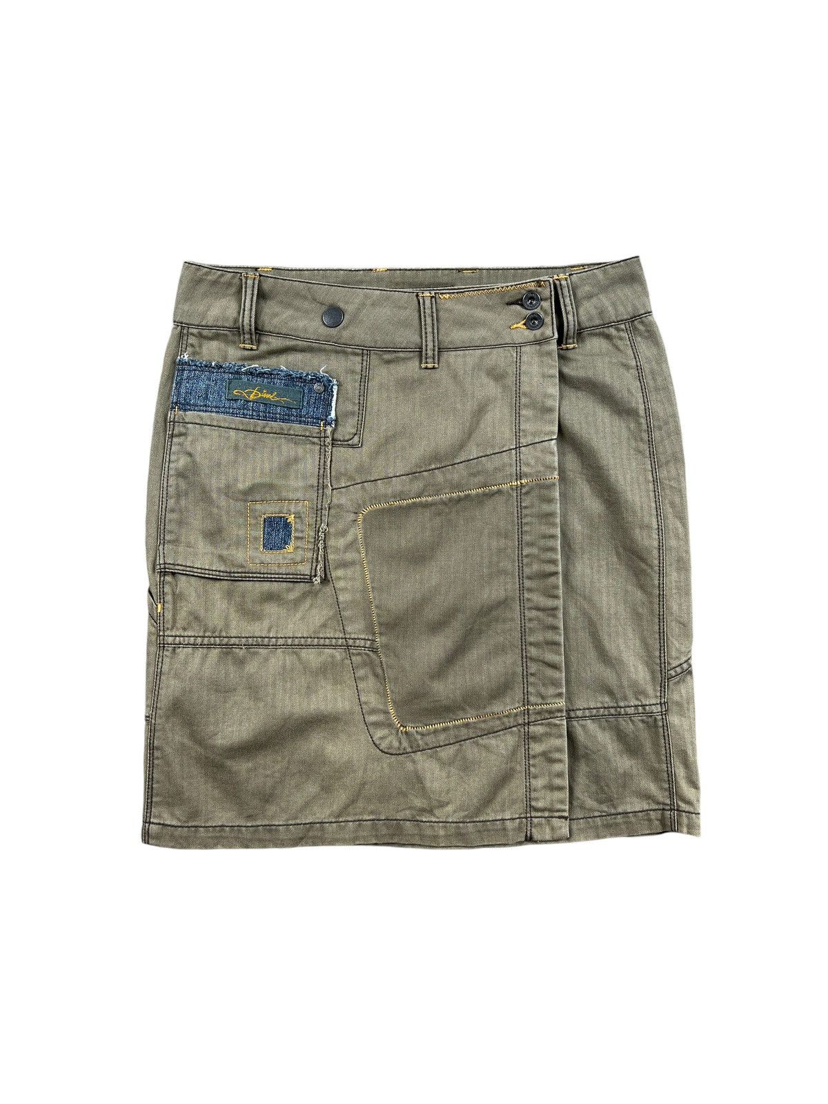 Diesel × Diesel Black Gold × Vintage Y2K Diesel Rebuilt Herringbone Twill Mini Skirt Size 30" / US 8 / IT 44 - 1 Thumbnail