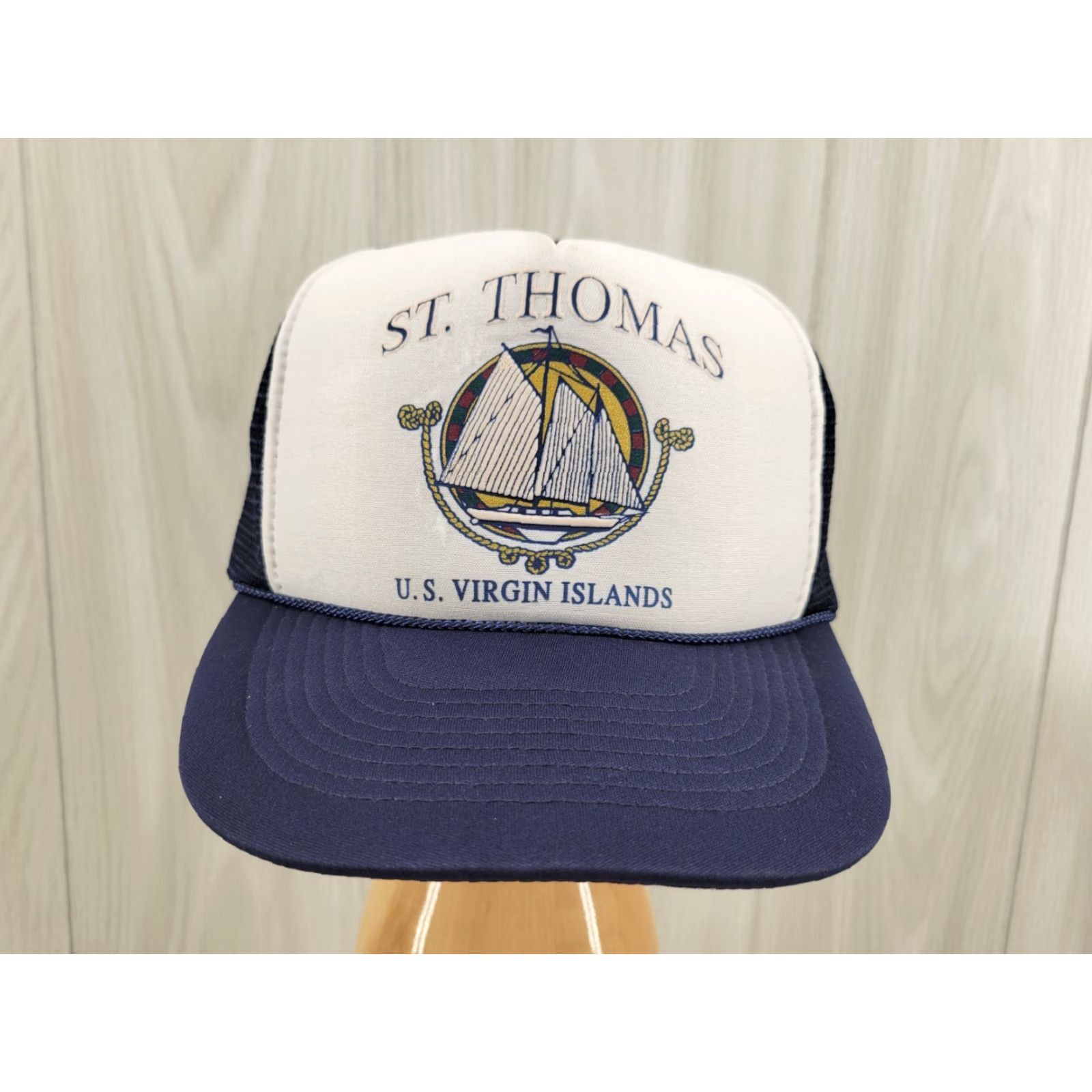 Vintage VINTAGE Nissin Trucker Hat Cap St. Thomas Virgin Islands Adjustible Men Blue 90s Mens Size ONE SIZE - 2 Thumbnail