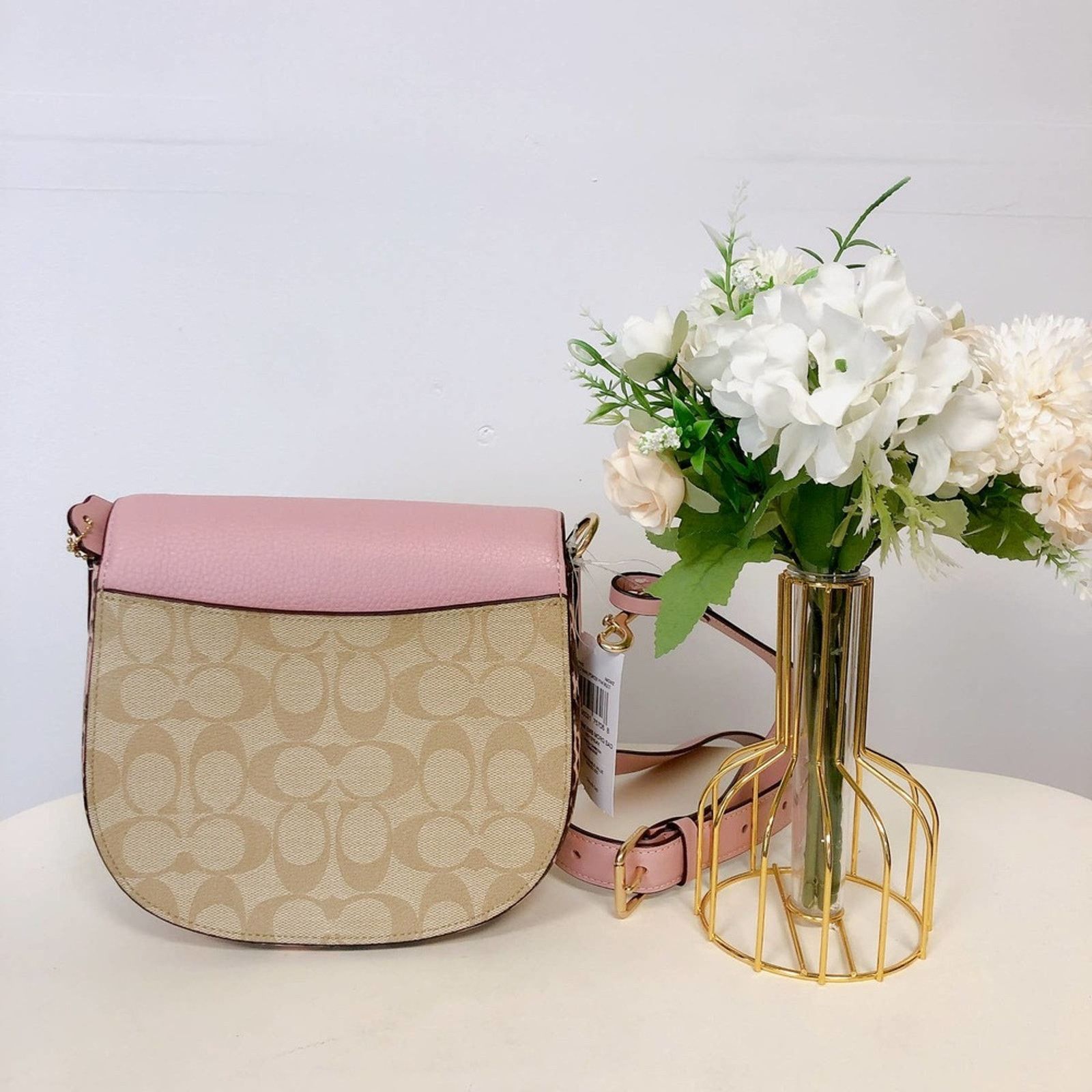 Coach Coach CF410 Morgan Saddle Bag In Signature Canvas In Pink Size ONE SIZE - 4 Thumbnail