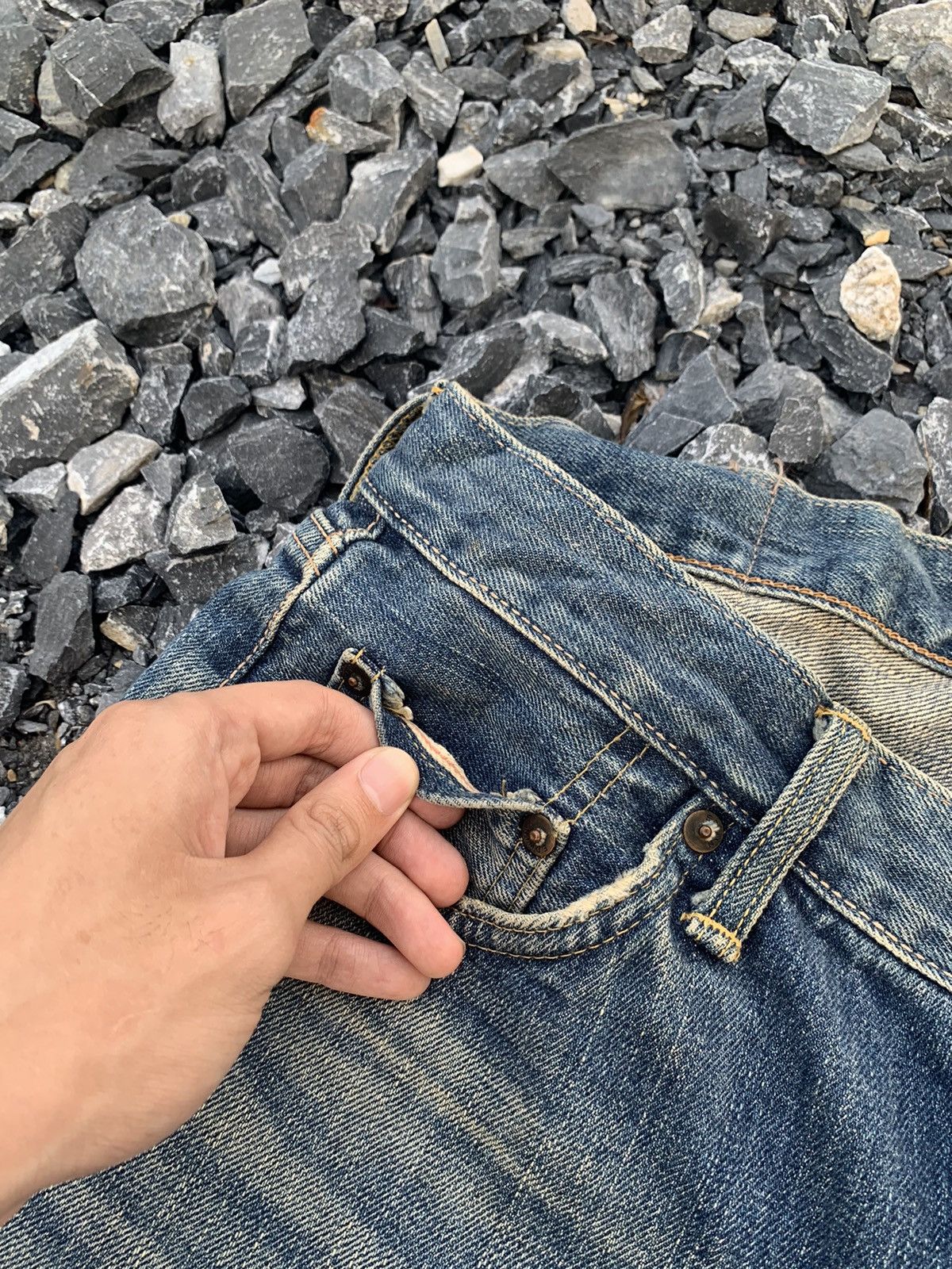 Kapital VINTAGE EDWIN 505XX SELVEDGE RUSTY JAPANESE DISTRESSED DENIM Size US 31 - 11 Thumbnail