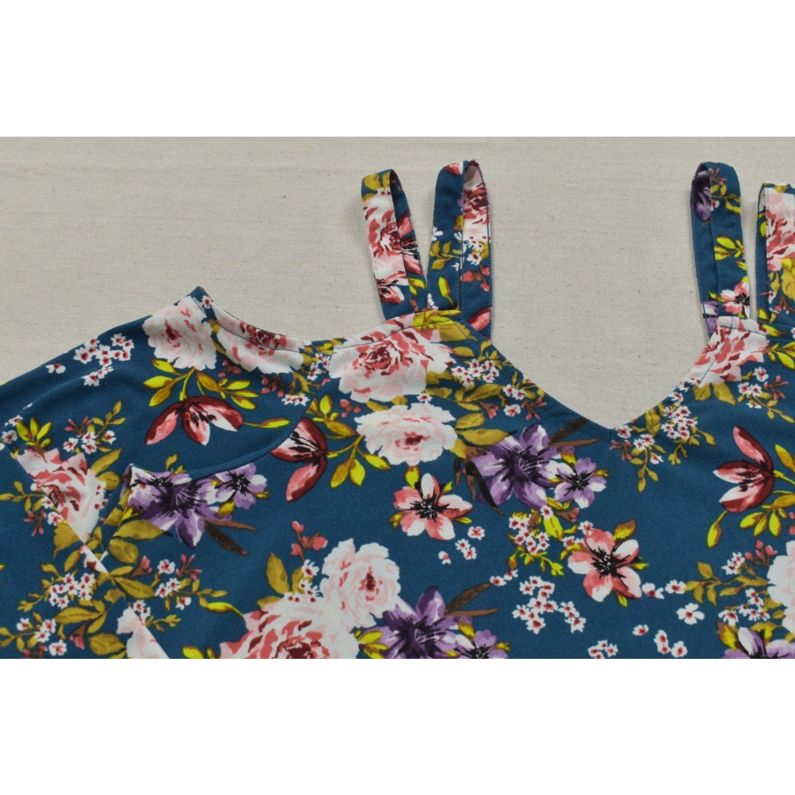Torrid Torrid Blouse Blue Floral Cold Shoulder V-Neck Long Sleeve Top Women Plus Size 0 Size XS / US 0-2 / IT 36-38 - 5 Thumbnail