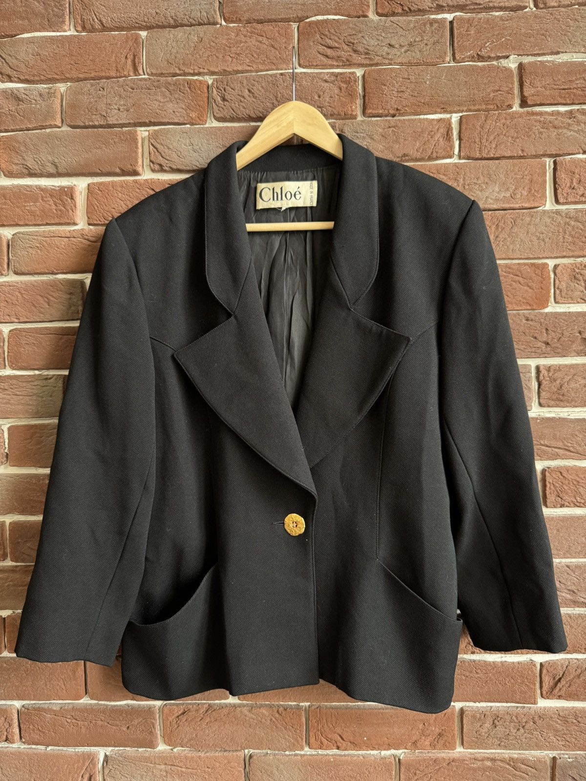 Chloe Vintage 90s Chloe Blazer Luxury Designer Woman Black Jacket Size L / US 10 / IT 46 - 1 Thumbnail