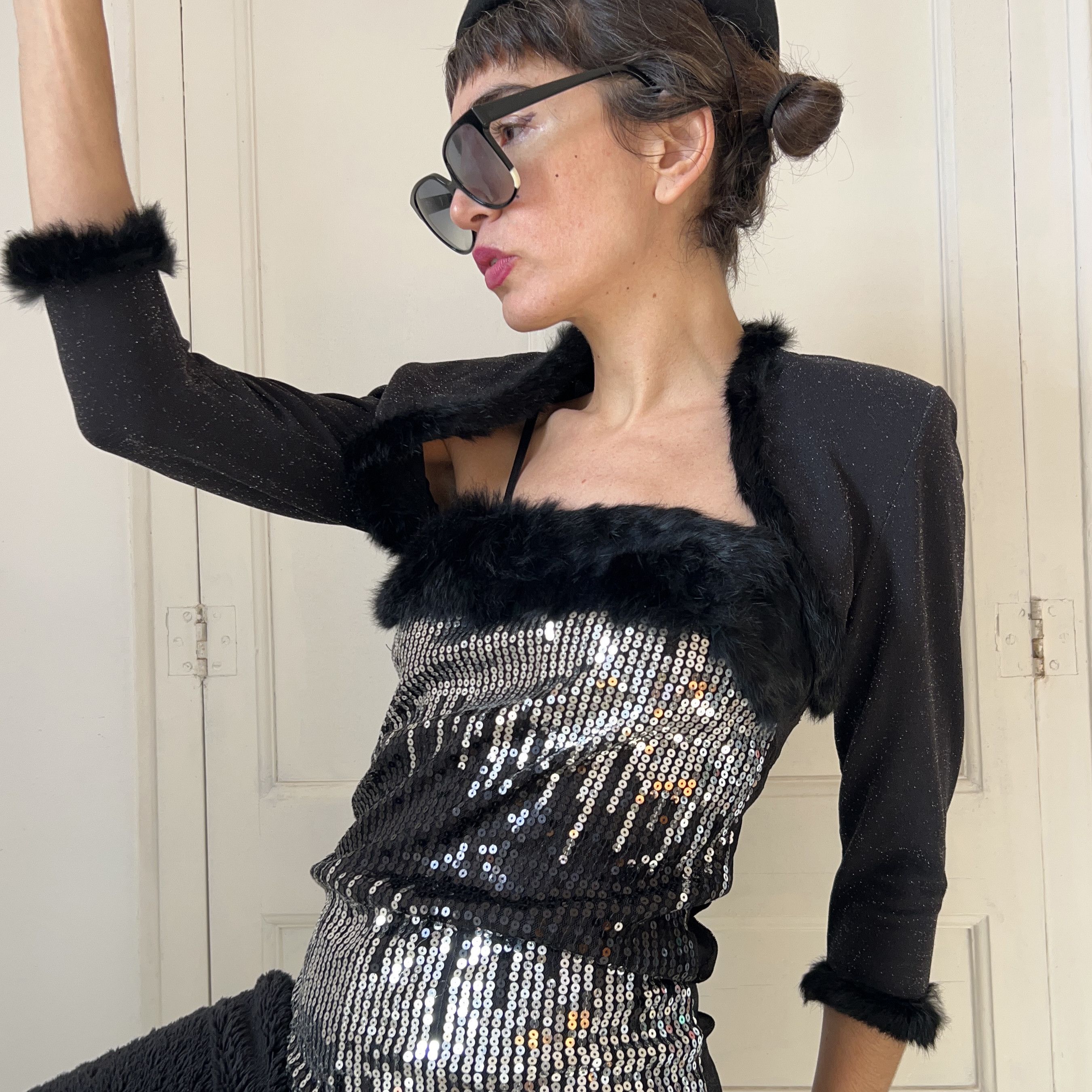 Vintage Vintage 90s Black Faux Fur Bolero Jacket Size S / US 4 / IT 40 - 6 Thumbnail