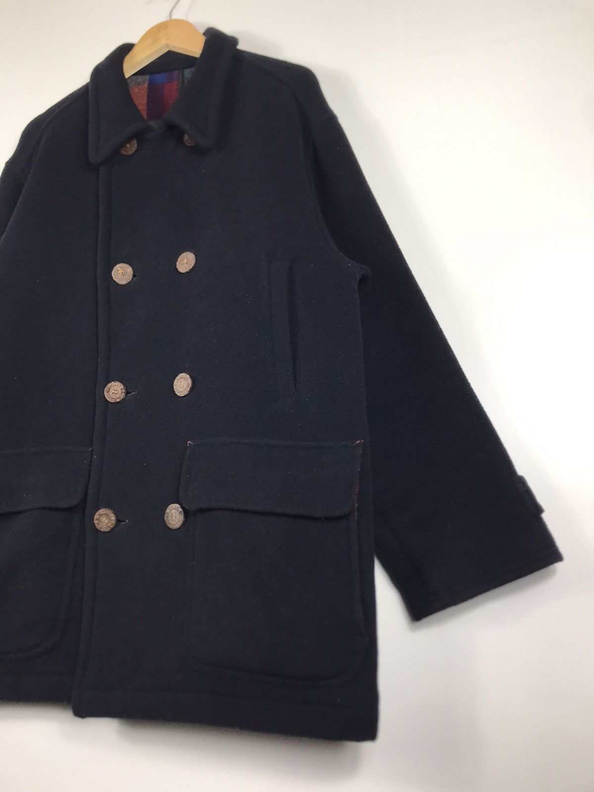 Japanese Brand × Vintage ⚡️Vintage ixi:z Fleece Double Breast Peacoat Jacket Size US L / EU 52-54 / 3 - 3 Thumbnail