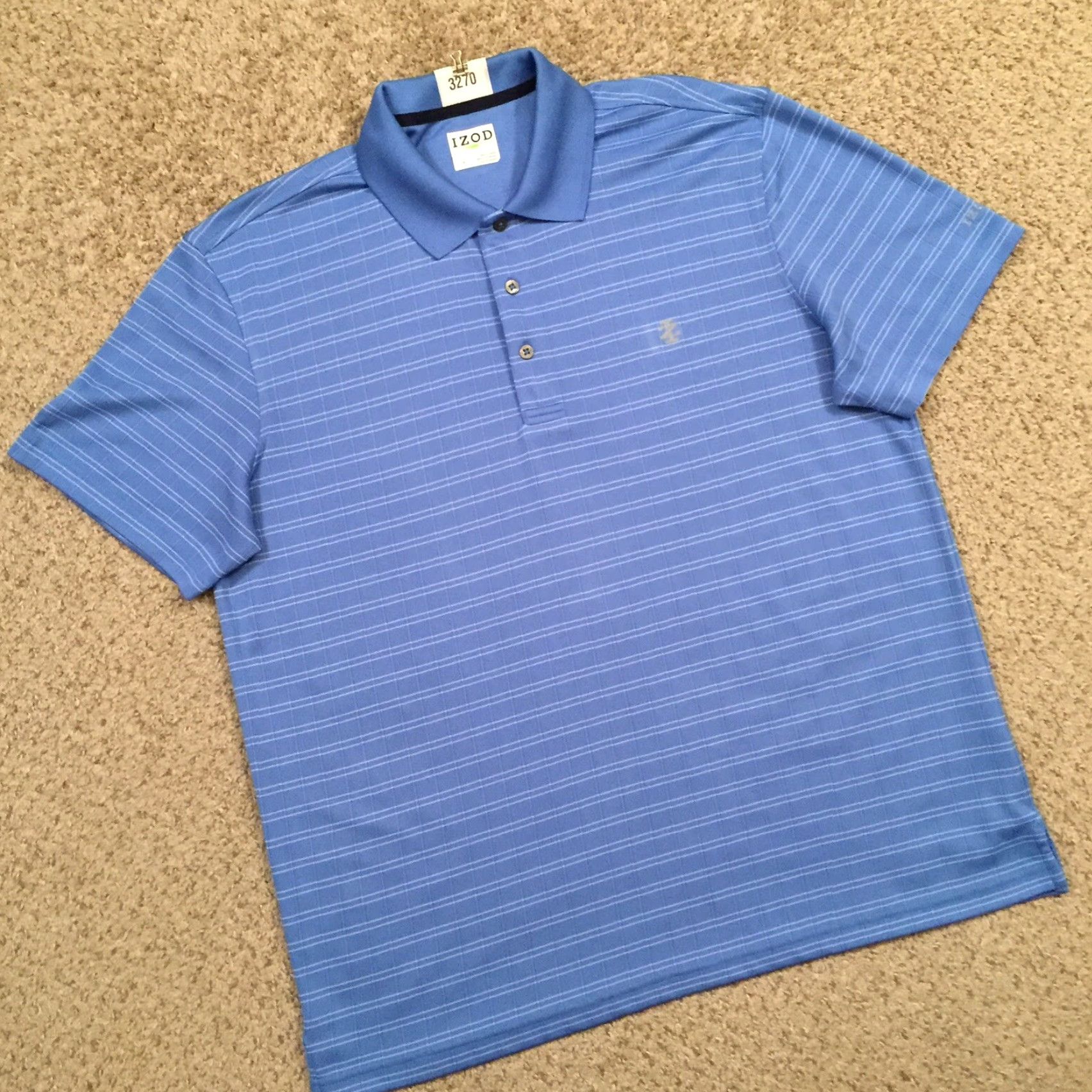 Izod Izod Golf Polo Shirt Mens Large Blue Striped Short Sleeve Shirt Size US L / EU 52-54 / 3 - 5 Thumbnail