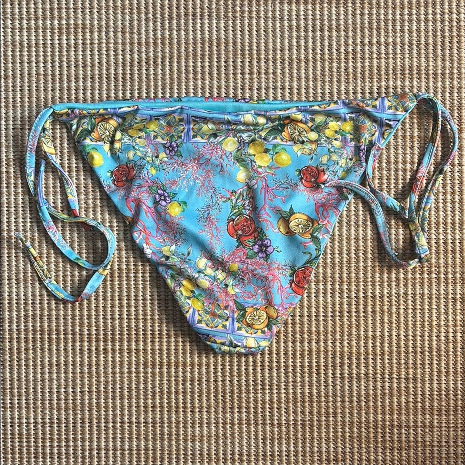 Other NWT Antica Sartoria Positano Floral Fruits Blue Bikini Set M Size ONE SIZE - 4 Thumbnail