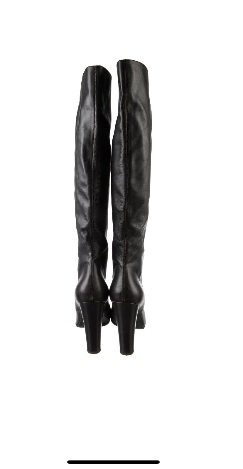 Salvatore Ferragamo Black leather knee high boots Size US 10 / IT 40 - 1 Thumbnail