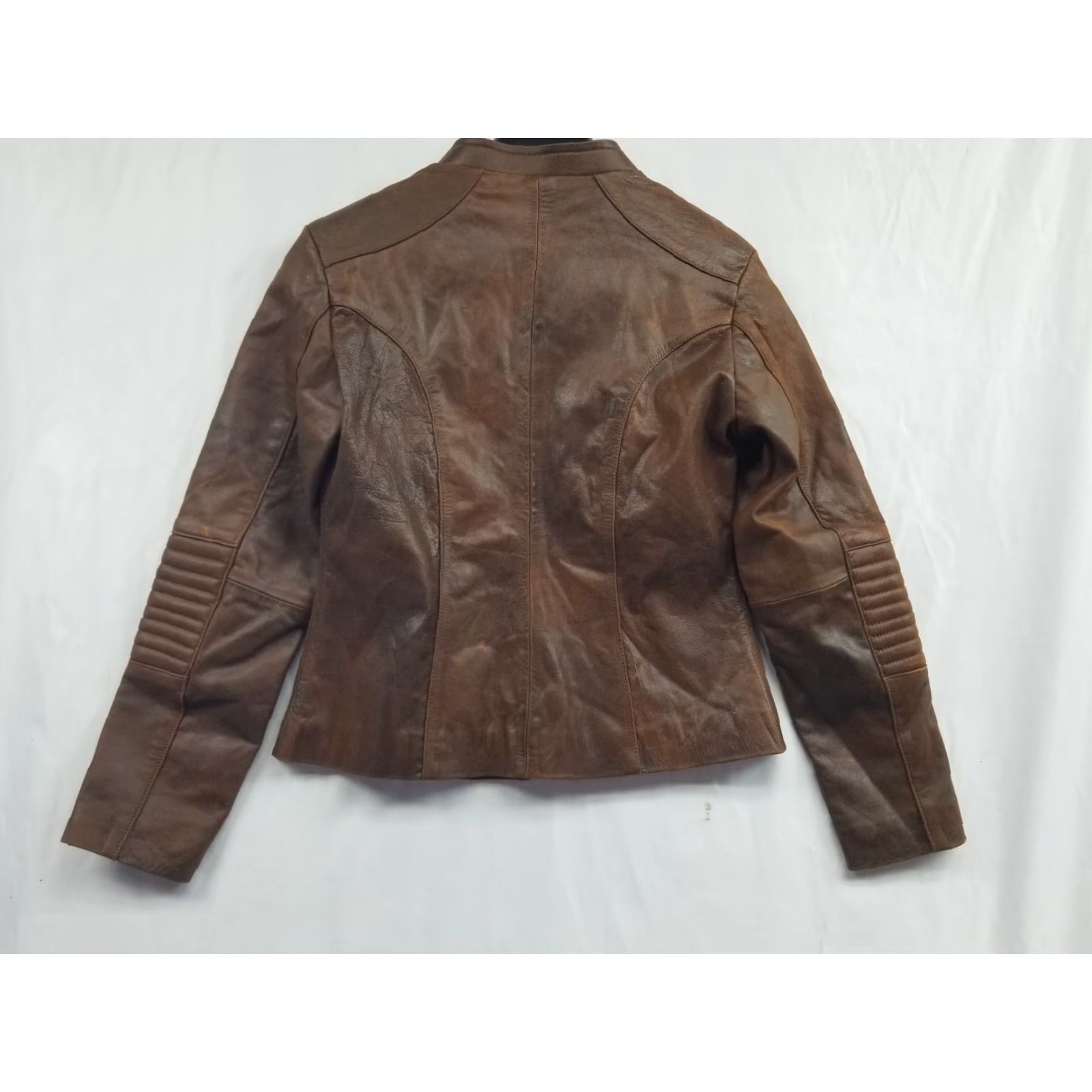 Vintage Lions Lifes Adventures Jacket Moto Womens Medium Leather Brown Zip Up Size M / US 6-8 / IT 42-44 - 2 Thumbnail
