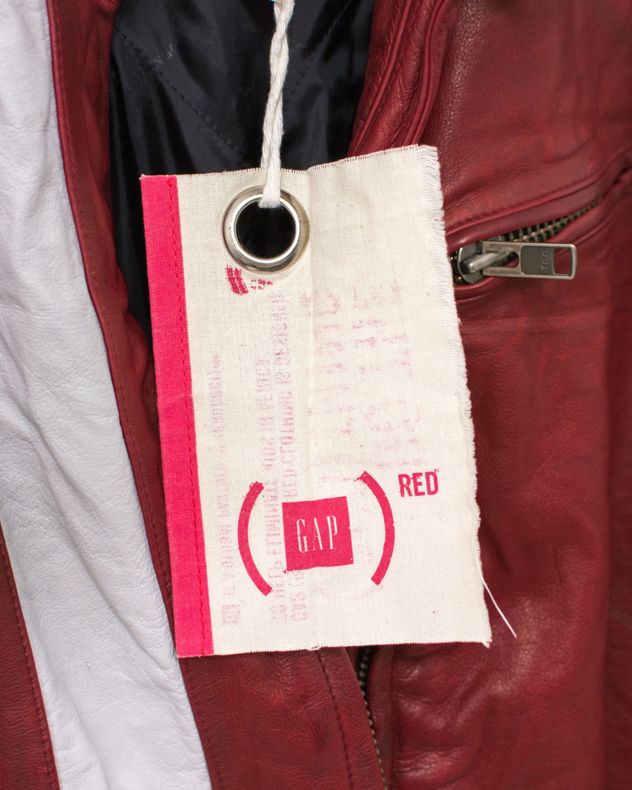 Gap × Genuine Leather GAP Red Leather Racing Jacket Y2K Vintage Distressed Men’s L Size US L / EU 52-54 / 3 - 10 Thumbnail