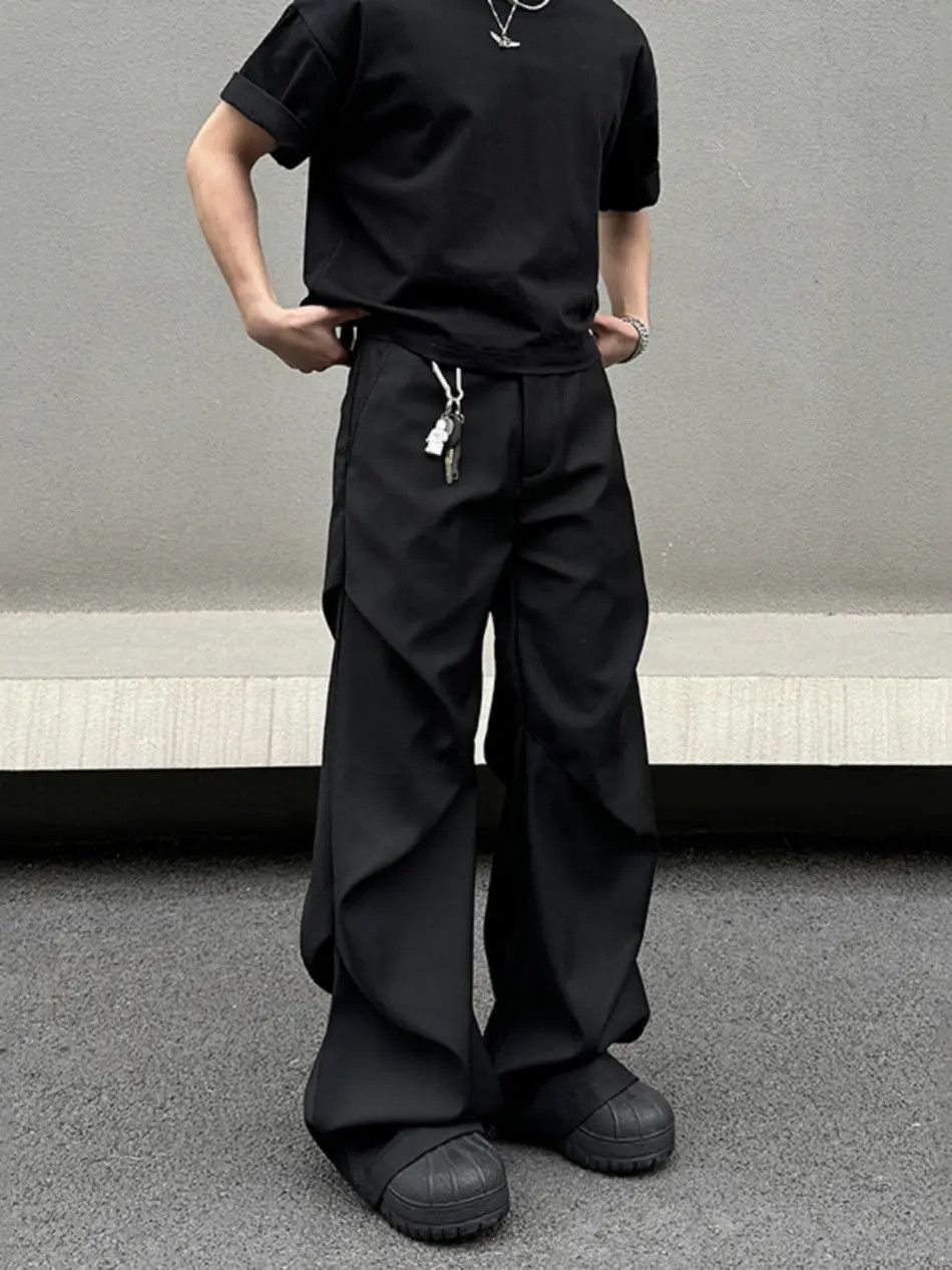 Japanese Brand Folded loose wide leg casual pants Size US 32 / EU 48 - 2 Thumbnail