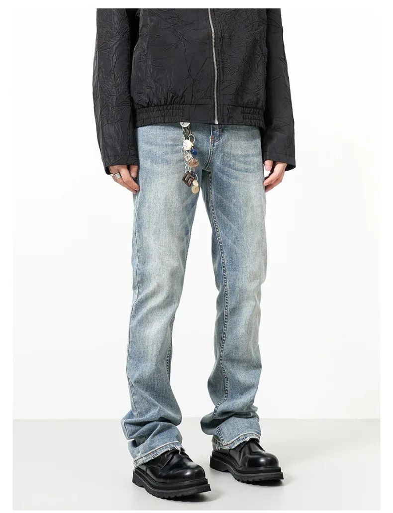 High Street Washing Micro Flare Straight Jeans