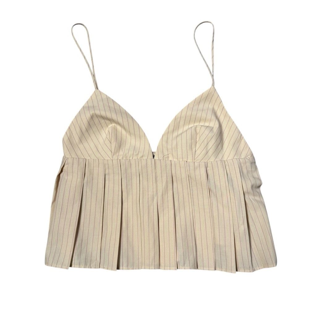 Zara NWT New ZARA Pleated Cropped Beige Top Size S Size S / US 4 / IT 40 - 5 Thumbnail