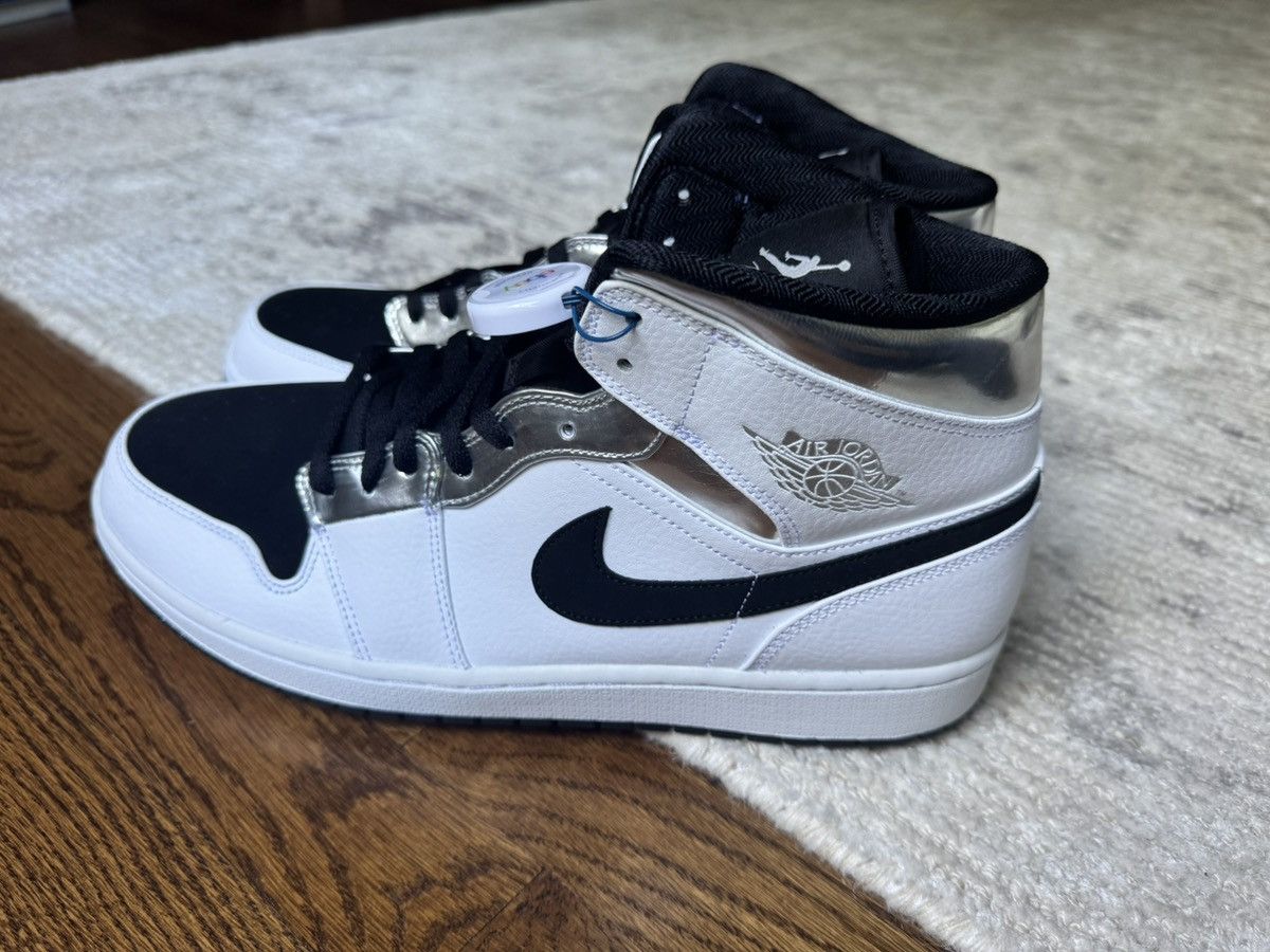 Jordan Brand 13 Jordan 1 Mid Alternate Think 1 Silver White Black Panda Size US 13 / EU 46 - 2 Thumbnail