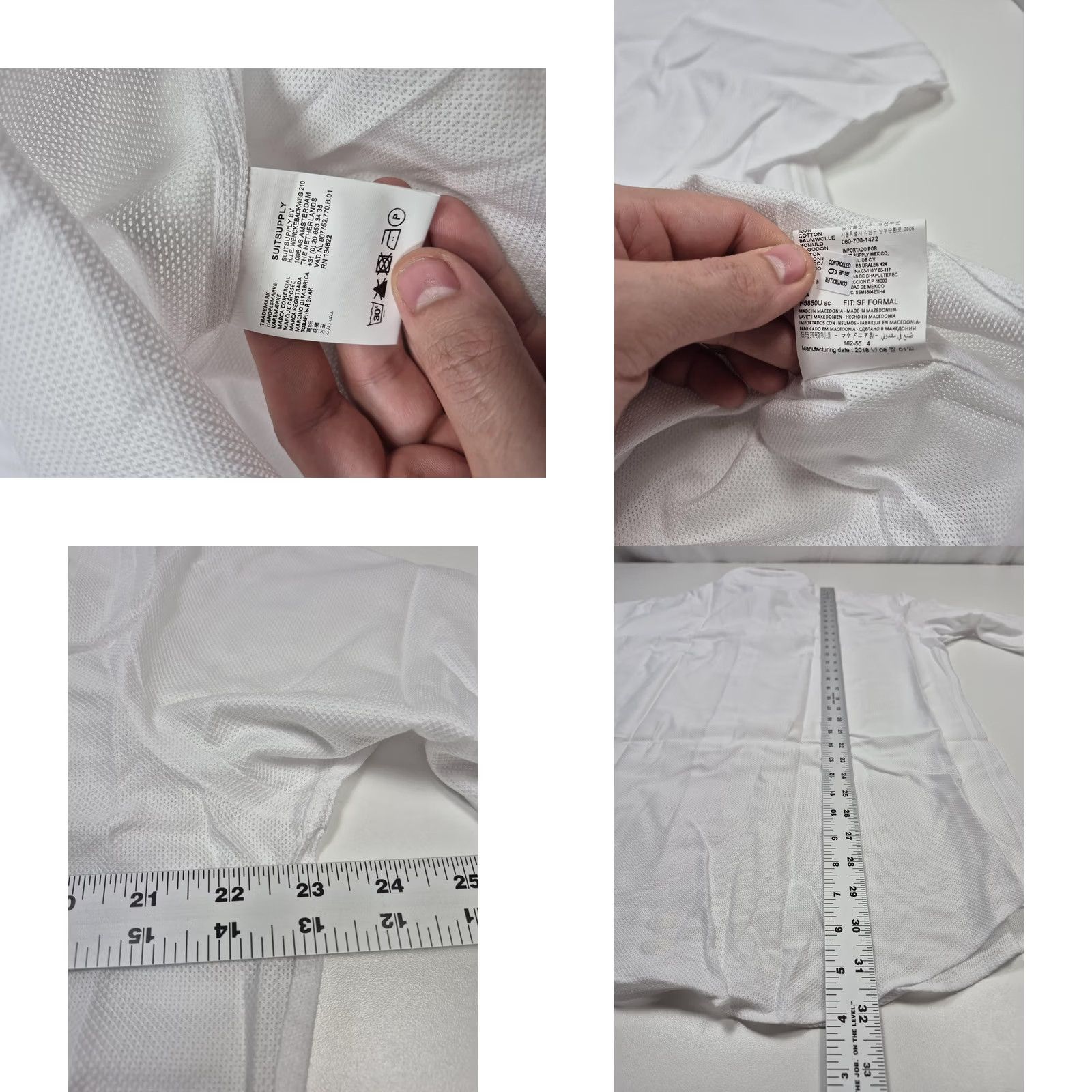 Suitsupply Suitsupply Dress Shirt Mens 17.5 36/37 White Slim Fit Egyptian Cotton Formal Shirt Size 48R - 8 Thumbnail