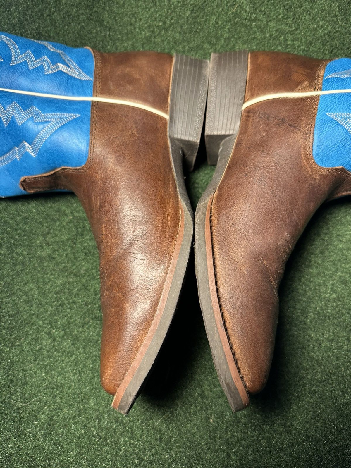 Justin Boots Justin’s Sz 5.5 D Square Cowboy Boot Jasper Blue Brown Boy Size US 5.5 / EU 38 - 5 Thumbnail