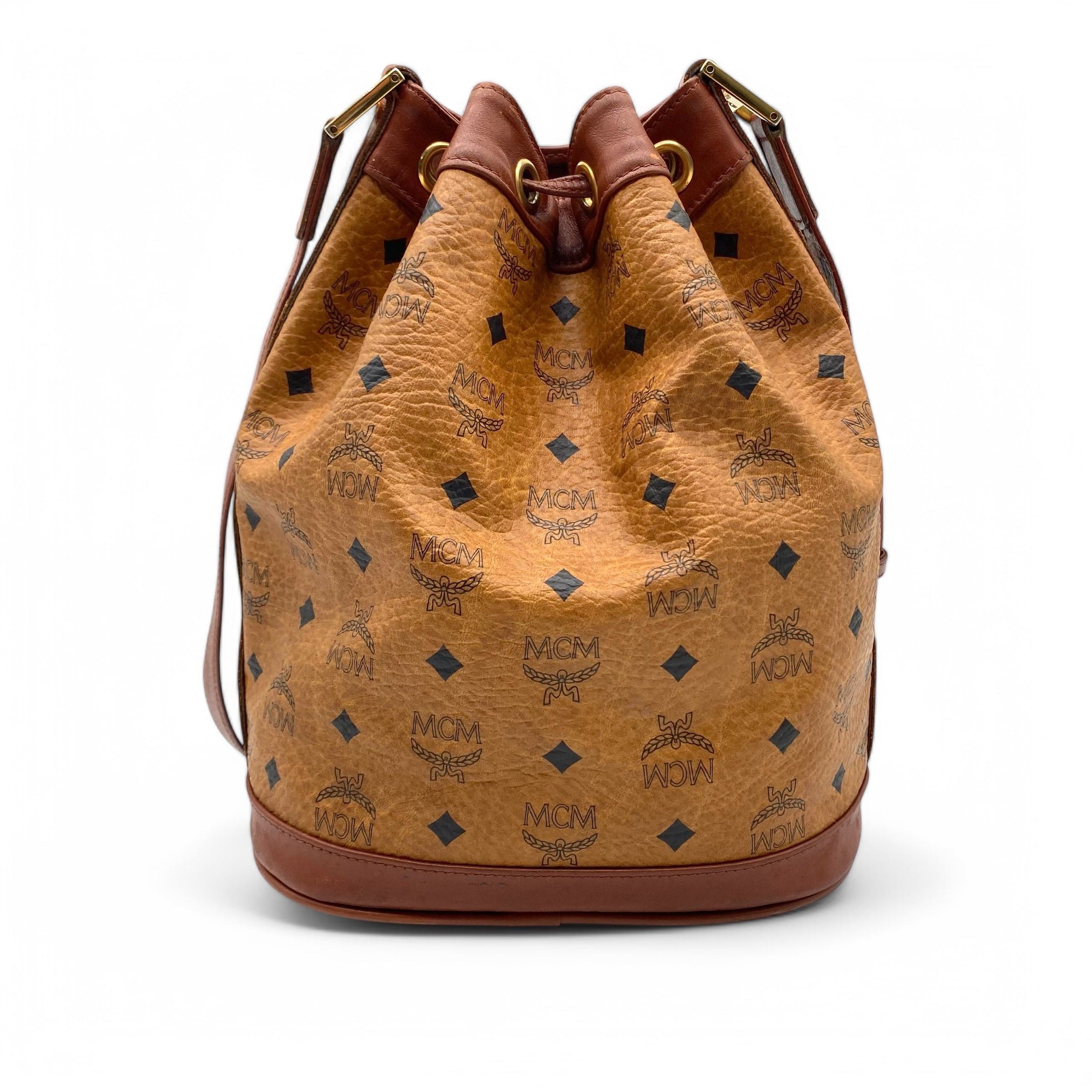MCM MCM Visetos Drawstring Leather Shoulder Bag Size ONE SIZE - 2 Thumbnail