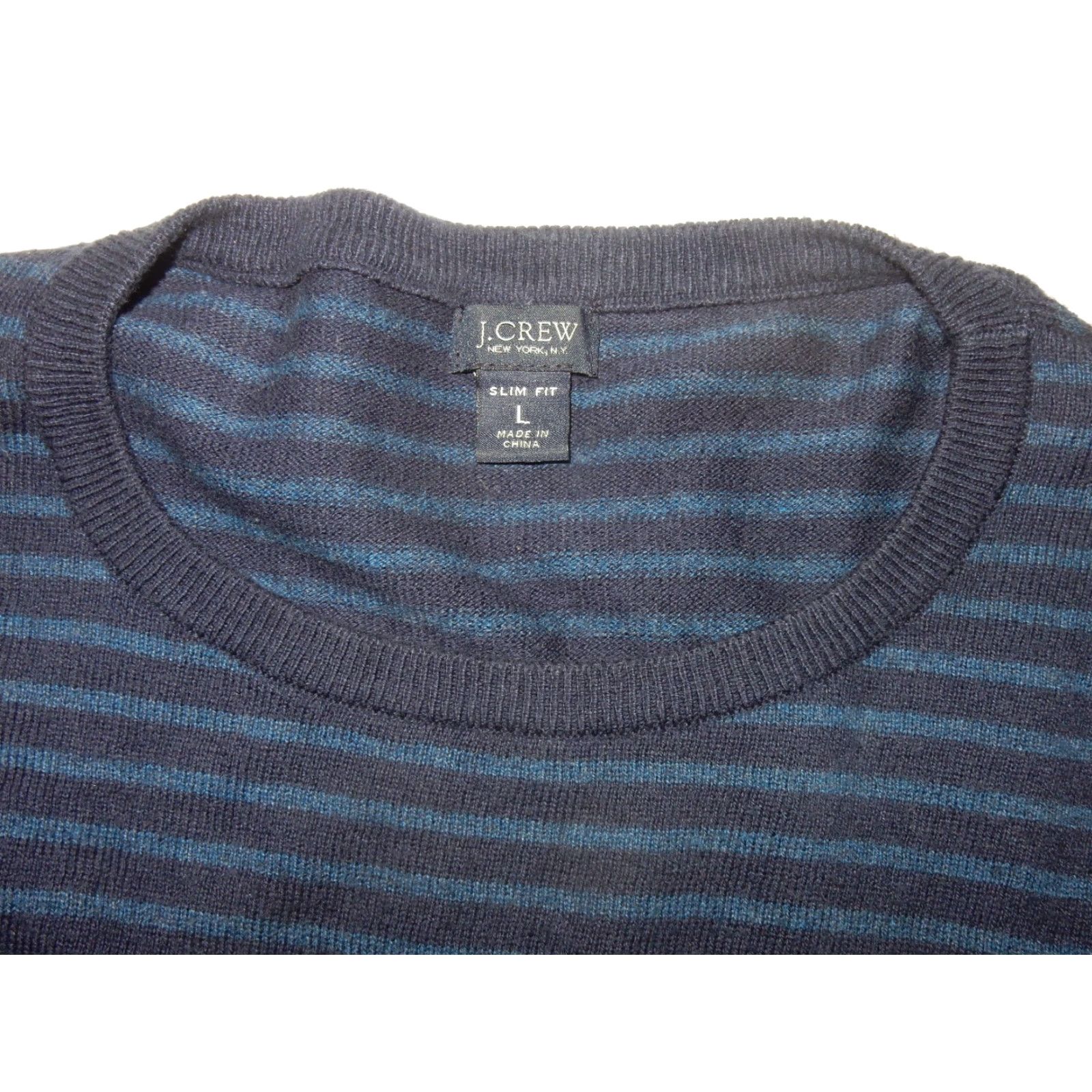 J.Crew VINTAGE J.CREW Men's Sweater L Slim Fit Striped Pullover Blue Casual Size US L / EU 52-54 / 3 - 3 Thumbnail