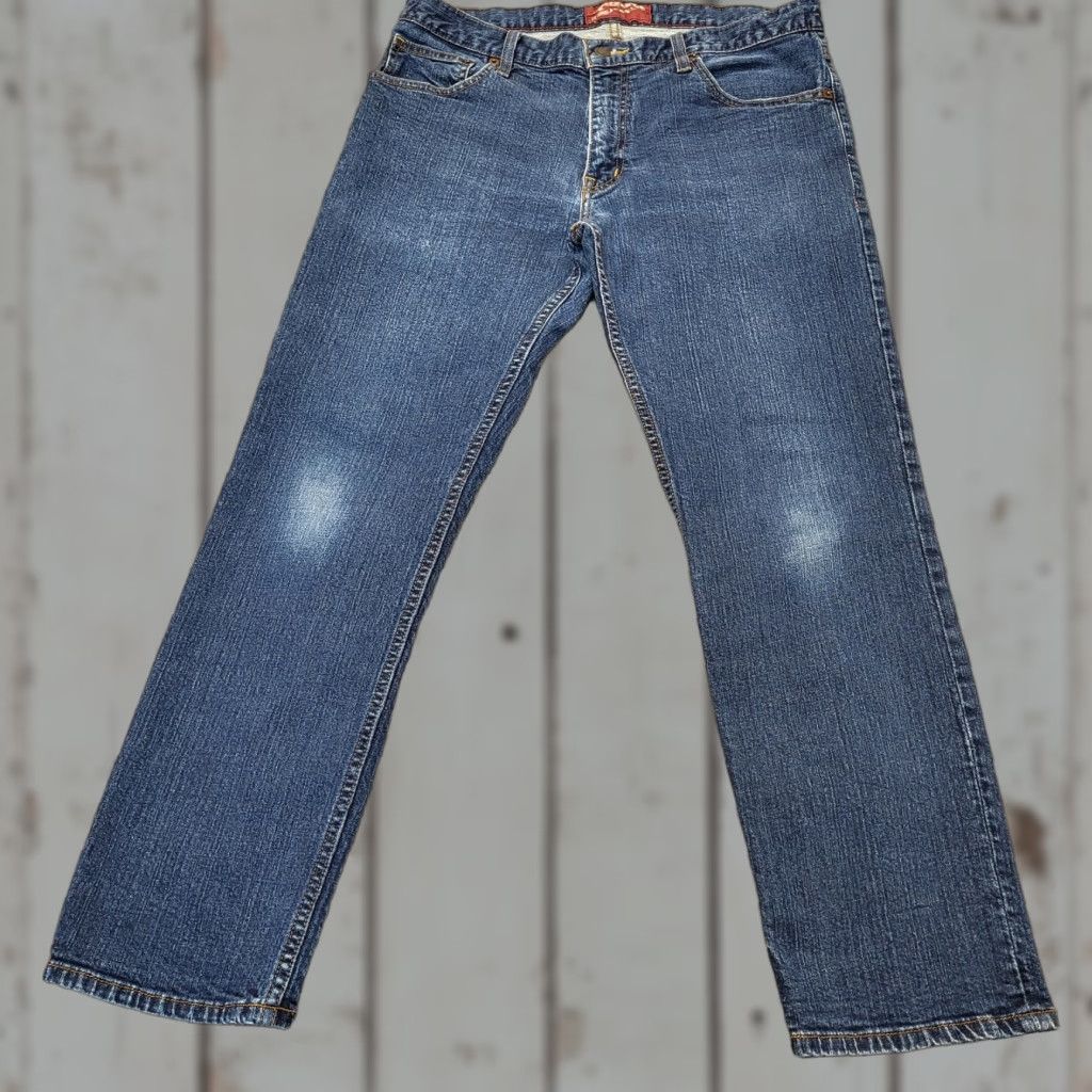 Vintage VINTAGE AriZona Jeans Men 34x29 Slim Straight Blue Denim Stretch 5-Pocket USA Seamed Belt Loops Modern Levi's 505 Style Size US 34 / EU 50 - 1 Thumbnail