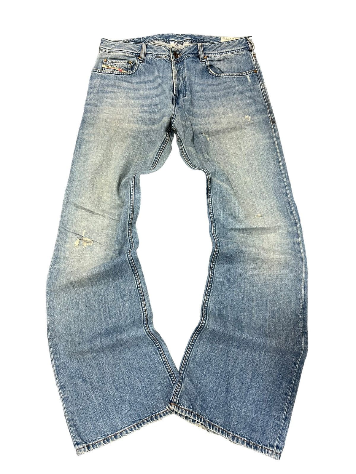 image of Aw08 Diesel Distressed Boot Cut Denim Flared Jeans Mudwash, Men's (Size 32)