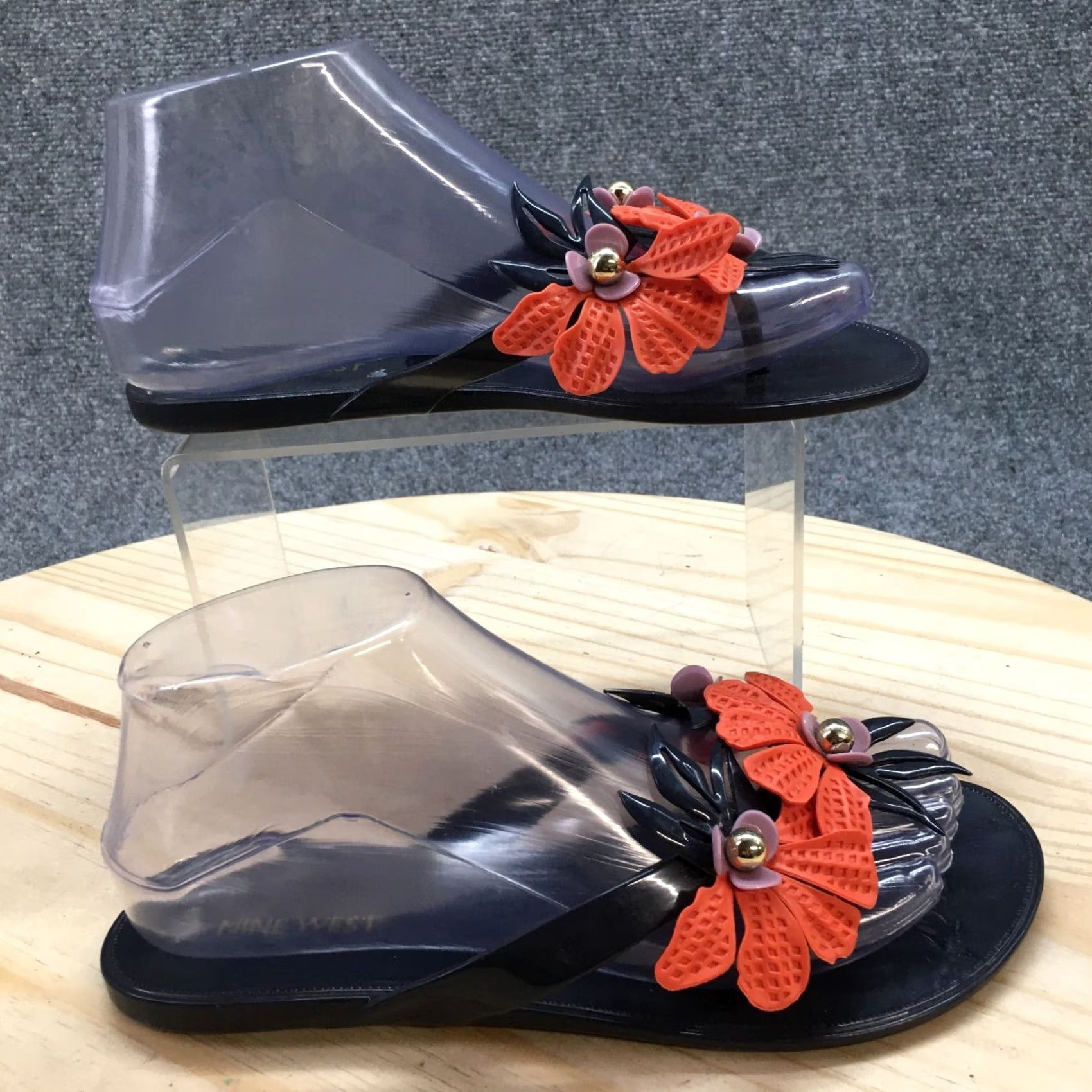 Nine West Nine West Sandal Womens 5 Flip Flop Flats Comfort Blue Orange Slip On Size US 5 / IT 35 - 2 Thumbnail