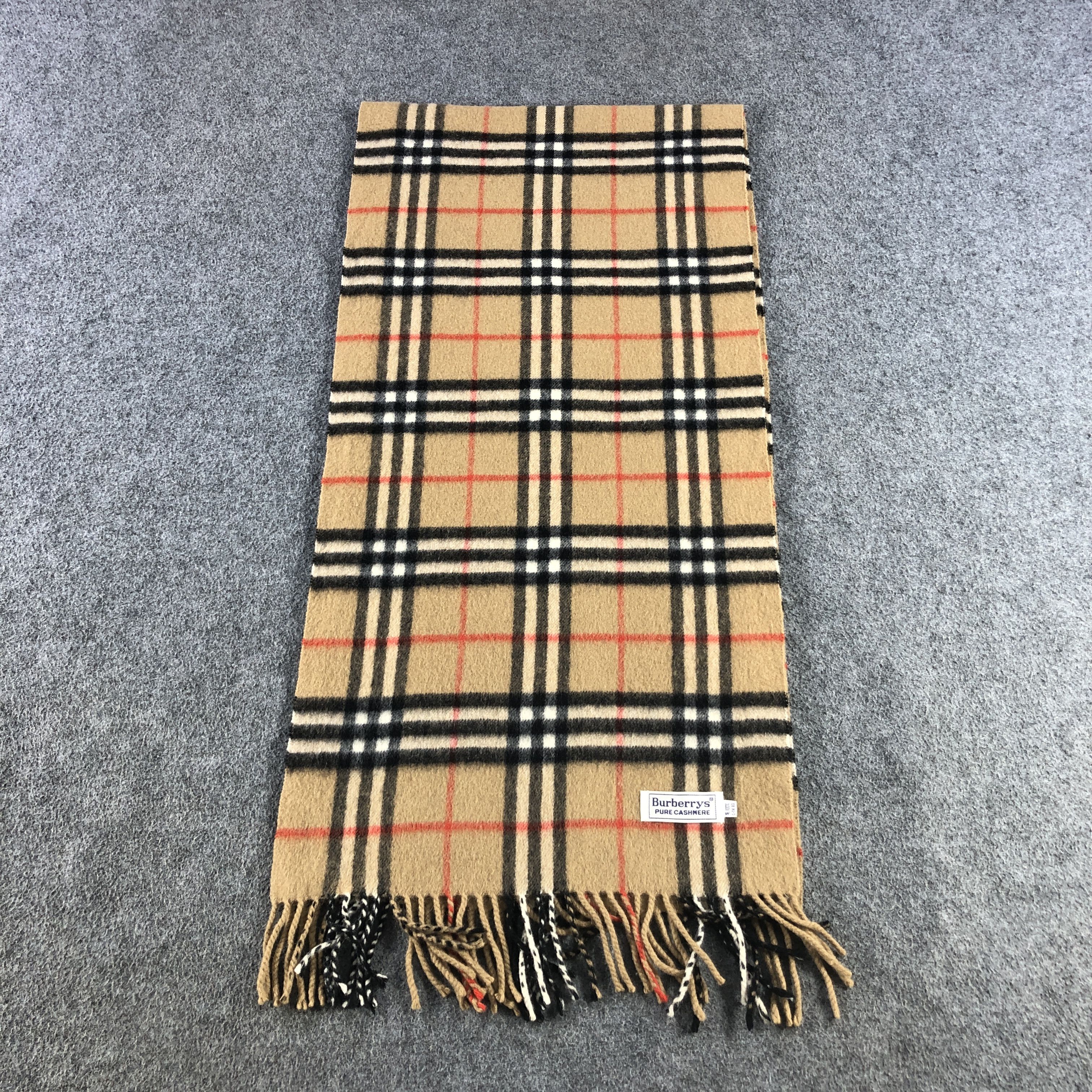 Burberry Burberrys Nova Check Tan Cashmere Scarf Muffler V2828 Size ONE SIZE - 2 Thumbnail