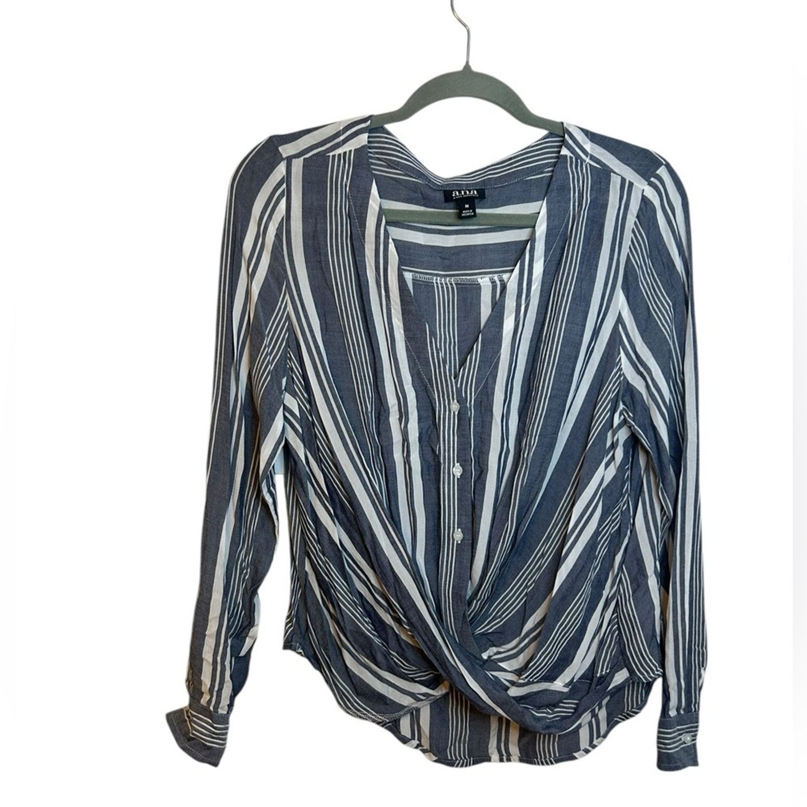 Other A.N.A Blue Striped Drape Blouse Size M / US 6-8 / IT 42-44 - 1 Thumbnail