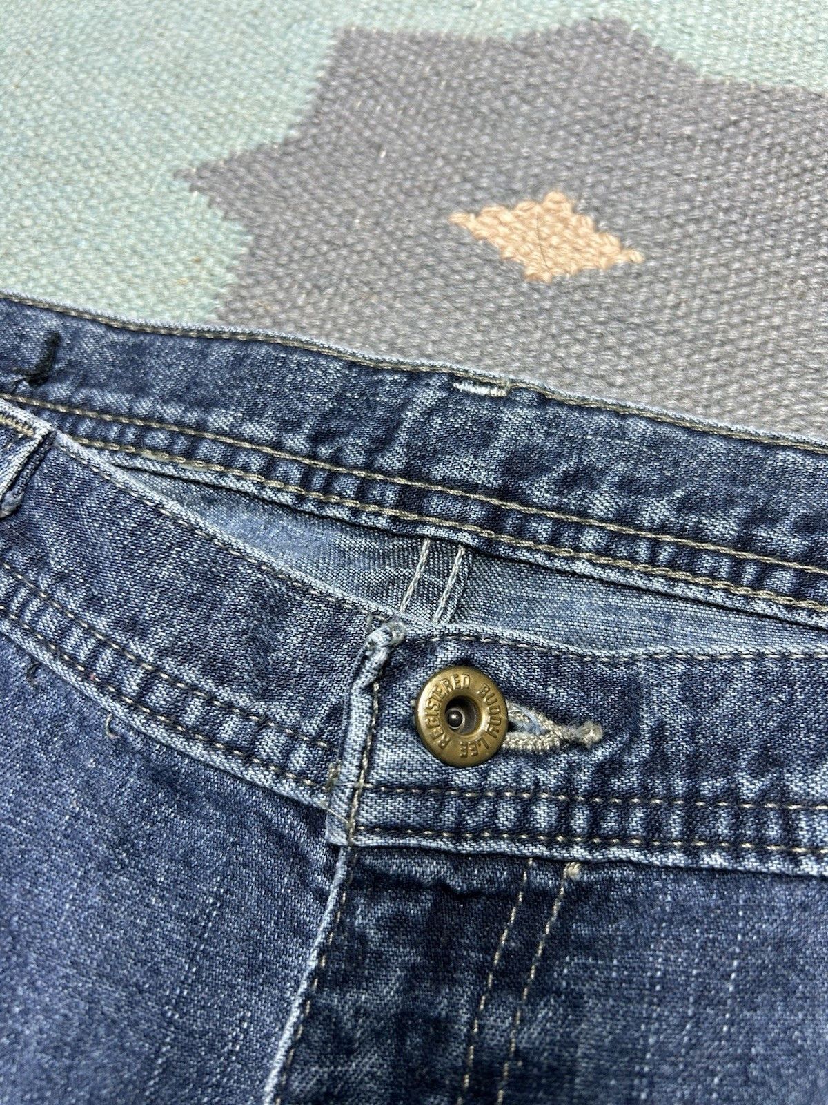 Vintage y2k Lee dungaree jeans buddy Lee workwear dark baggy 33x32 Size US 33 - 7 Thumbnail