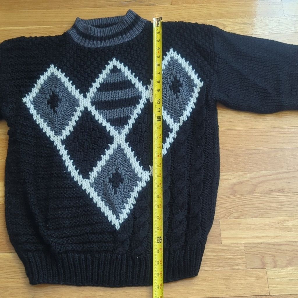 Vintage Vintage Sweater XL Black Textured Geometric Diamond Grandpa Size US XL / EU 56 / 4 - 8 Thumbnail