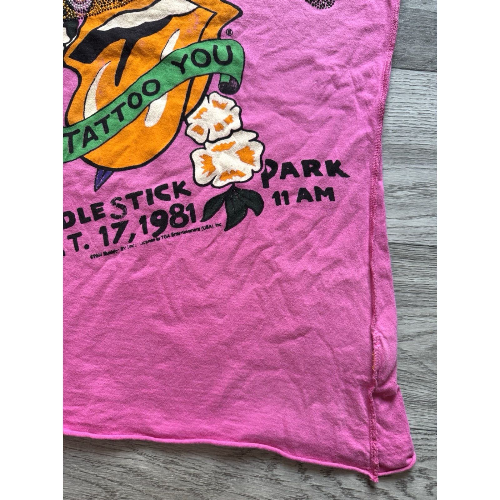 Pinko VINTAGE The Rolling Stones Tattoo You Women Tank Top Pink Rhinestones Amplified Tank S Small Pink Womens Size S / US 4 / IT 40 - 4 Thumbnail