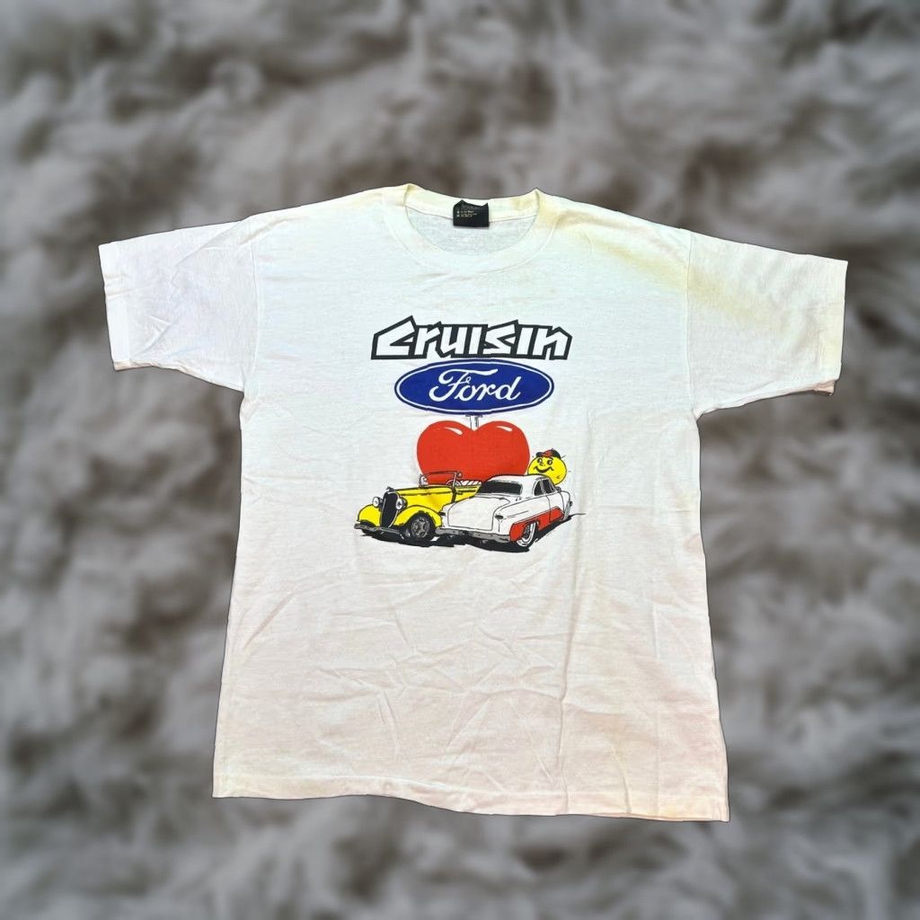 Ford VINTAGE Heathknit Gold Label Ford T-Shirt Muscle Car Graphic White Large Men Crew Neck Short Sleeve 90s Vintage USA Size US L / EU 52-54 / 3 - 1 Thumbnail