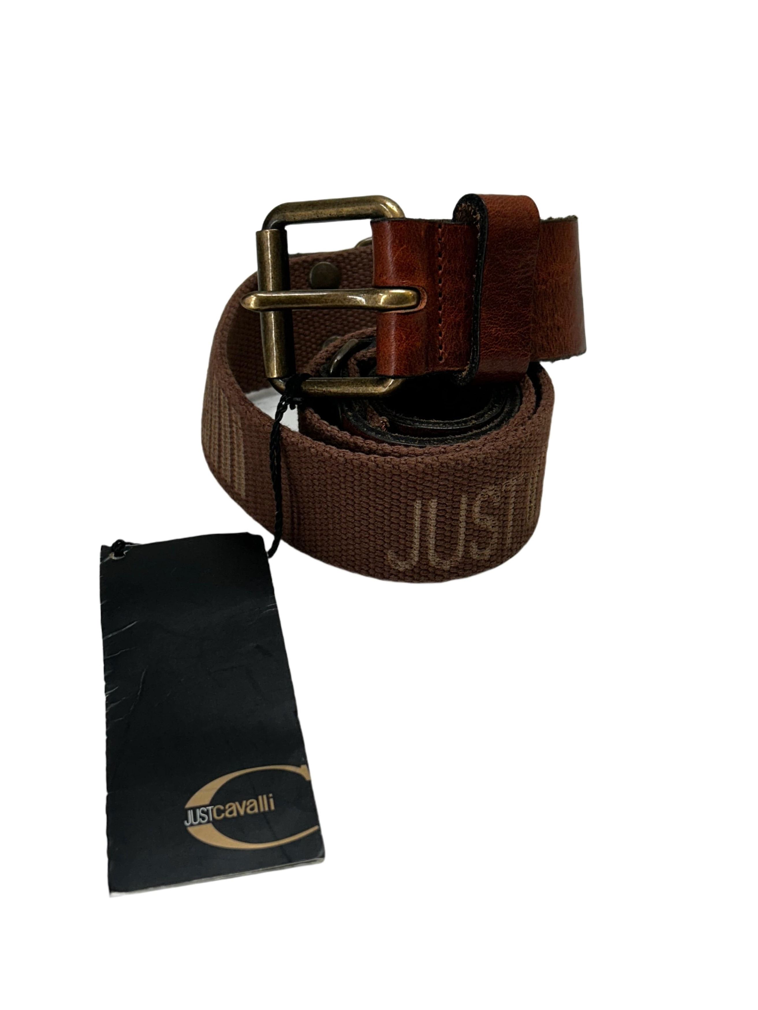 Just Cavalli Just Cavalli Brown Cotton Canvas Notch Buckle Belt Size 28 - 2 Thumbnail