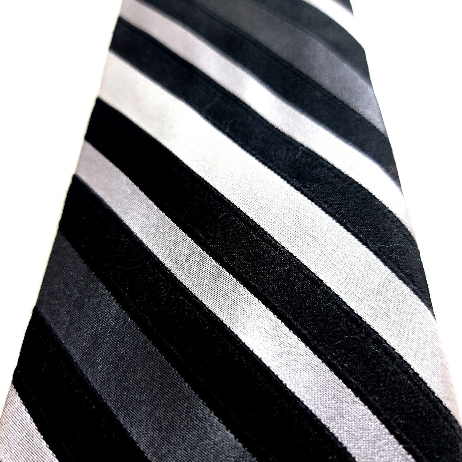 Croft & Barrow Croft & Barrow Gray Black Striped Woven Silk Tie Size ONE SIZE - 2 Thumbnail