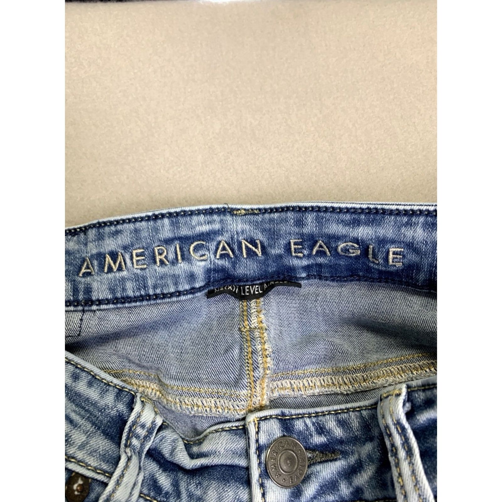 Vintage American Eagle Jeans 31x34 Men’s Slim Skinny Stacked 5-Pocket Blue Denim Size US 31 - 4 Thumbnail