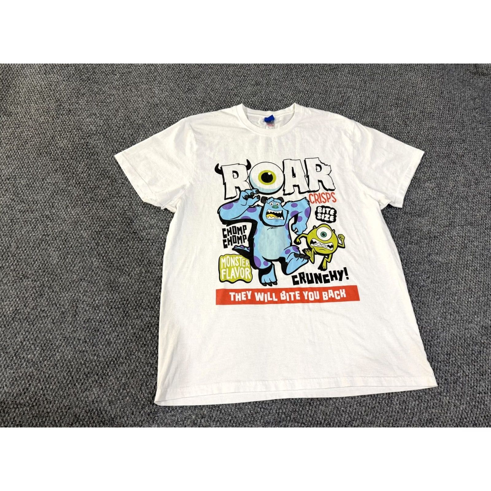 Disney Disney Pixar Monsters Inc Shirt Mens M White Graphic Tee Sulley Mike Wazowski Front Print Crew Neck Short Sleeve Cotton Polyester Jersey Tee Size US M / EU 48-50 / 2 - 2 Thumbnail