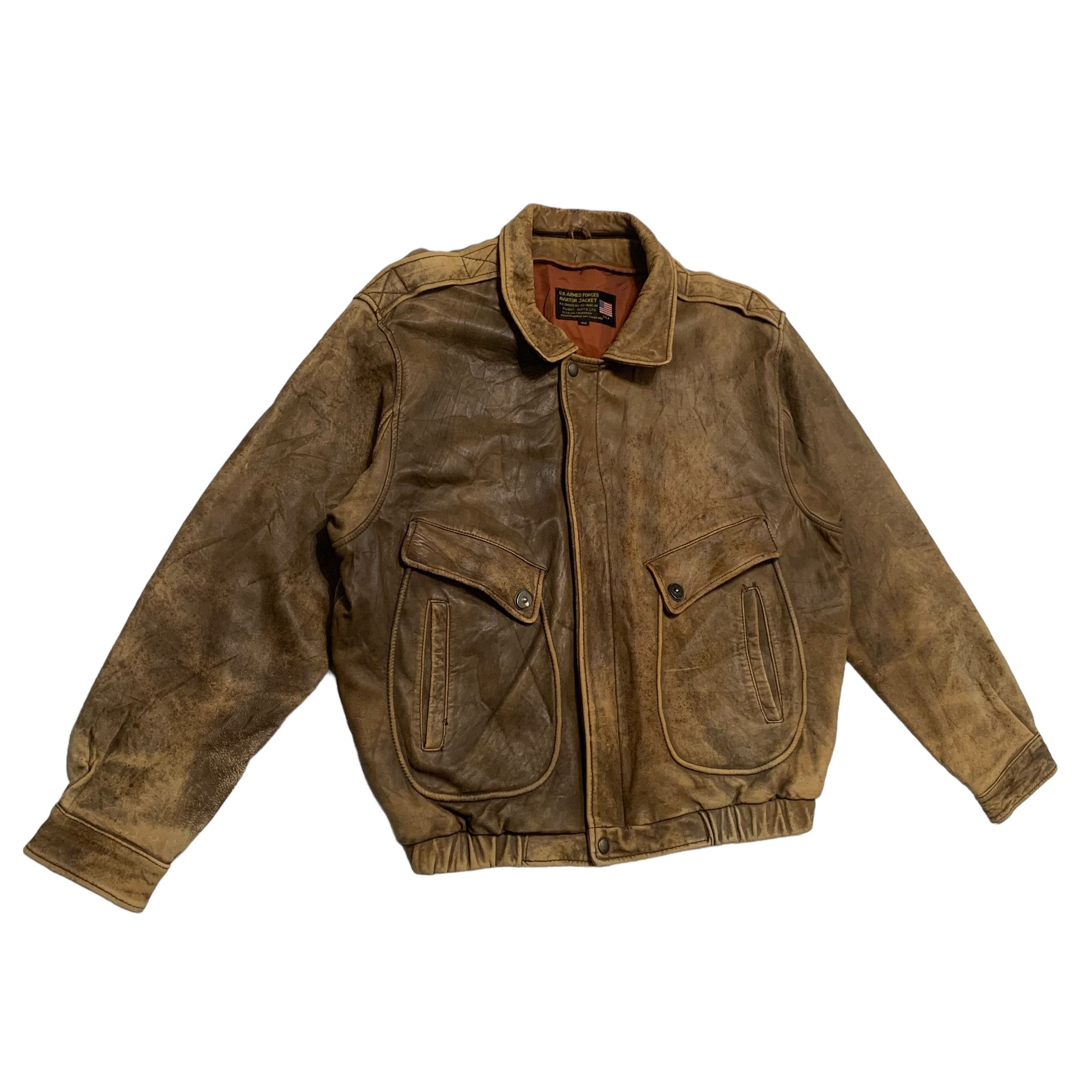 Vintage Vintage 80s US Armed Forces Flight Aviator Leather Jacket Size US L / EU 52-54 / 3 - 2 Thumbnail