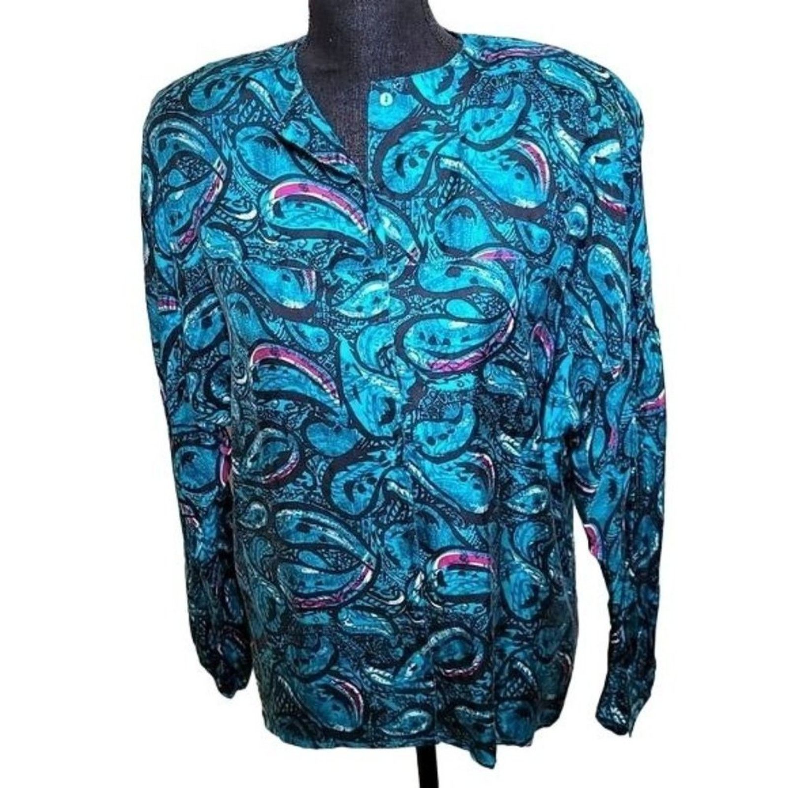 Vintage Omanti Womens Paisley Silk Button Down Shirt Long Sleeve Size M / US 6-8 / IT 42-44 - 10 Thumbnail
