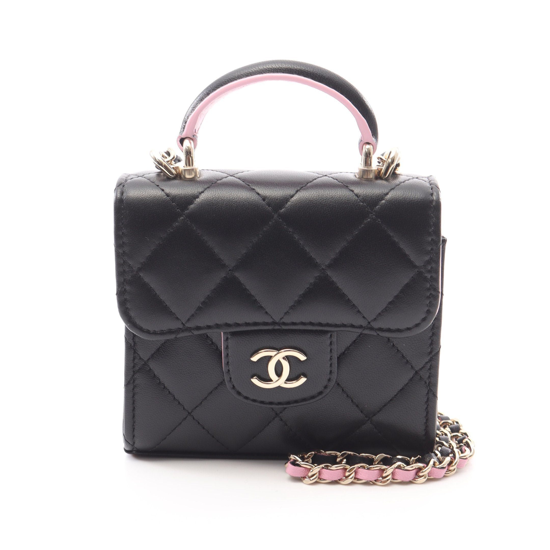 Chanel Chanel Mini Matelasse Chain Clutch Shoulder Bag Lambskin Black Gold Hardware Size ONE SIZE - 1 Thumbnail