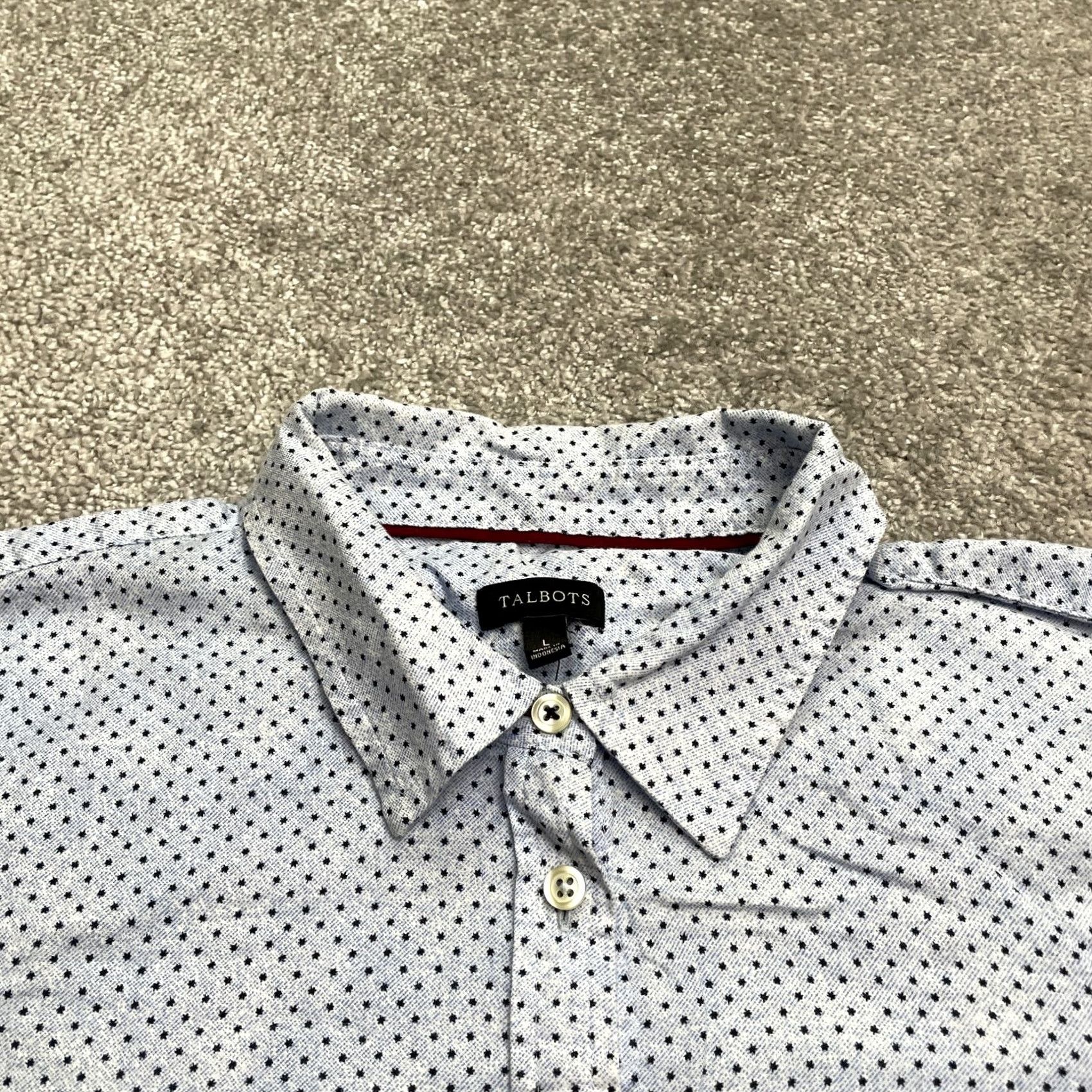 Talbots Talbots Button-Up Shirt Womens Large Blue Polka Long Sleeve Cotton Casual Top Size L / US 10 / IT 46 - 3 Thumbnail