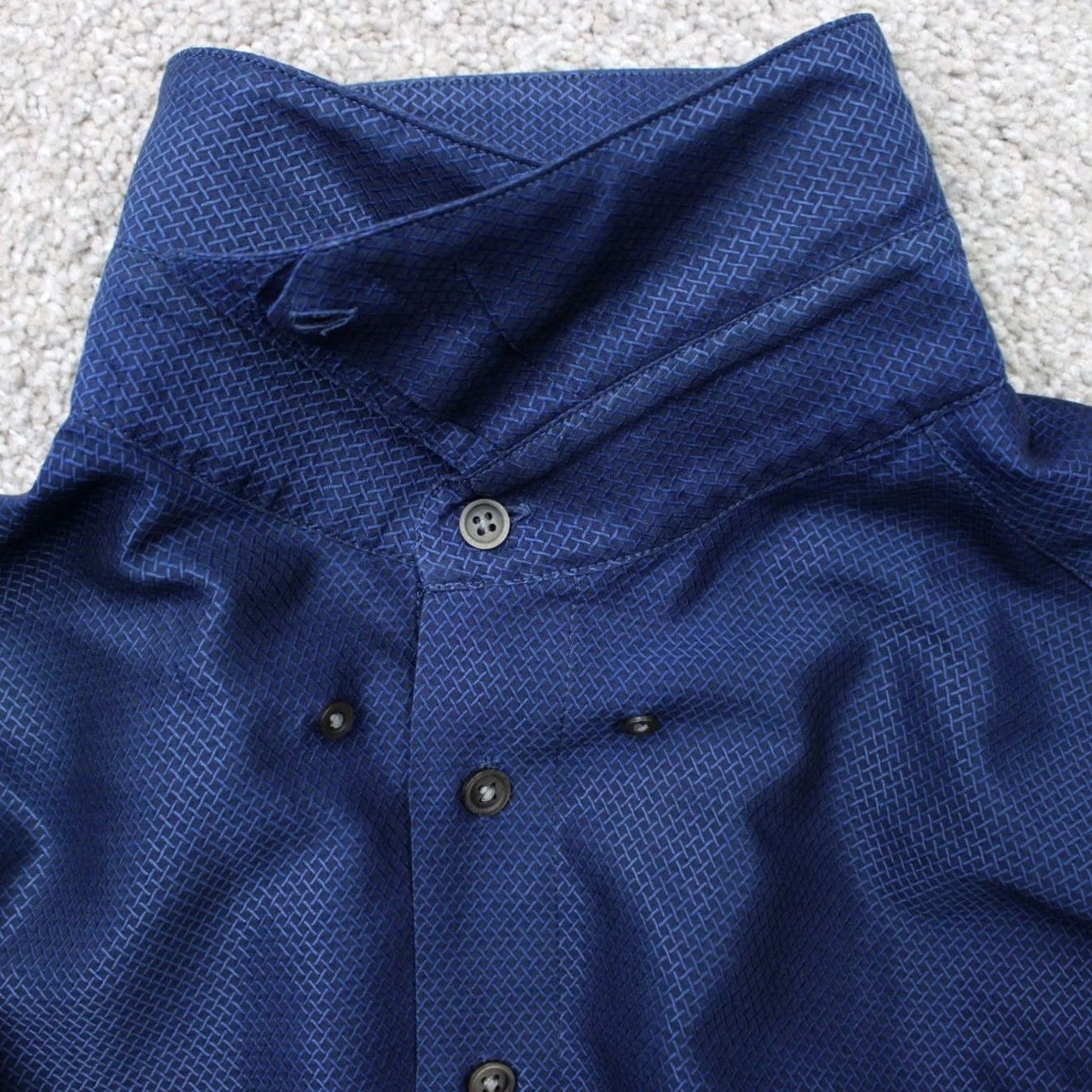 Vintage Haupt Mens 2XL Button-Up Shirt Blue Geometric Long Sleeve Cotton Lyocell Casual Modern Button-Down 18 46 XXL Regular Mens Size US XXL / EU 58 / 5 - 6 Thumbnail