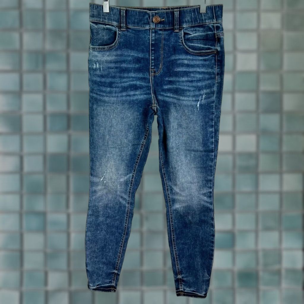 Vintage Maurice's Jeans Denim Skinny S 32x29 Blue Distressed 90s Bohemian City Womens Regular Skinny Jeans Size 28" / US 6 / IT 42 - 1 Thumbnail