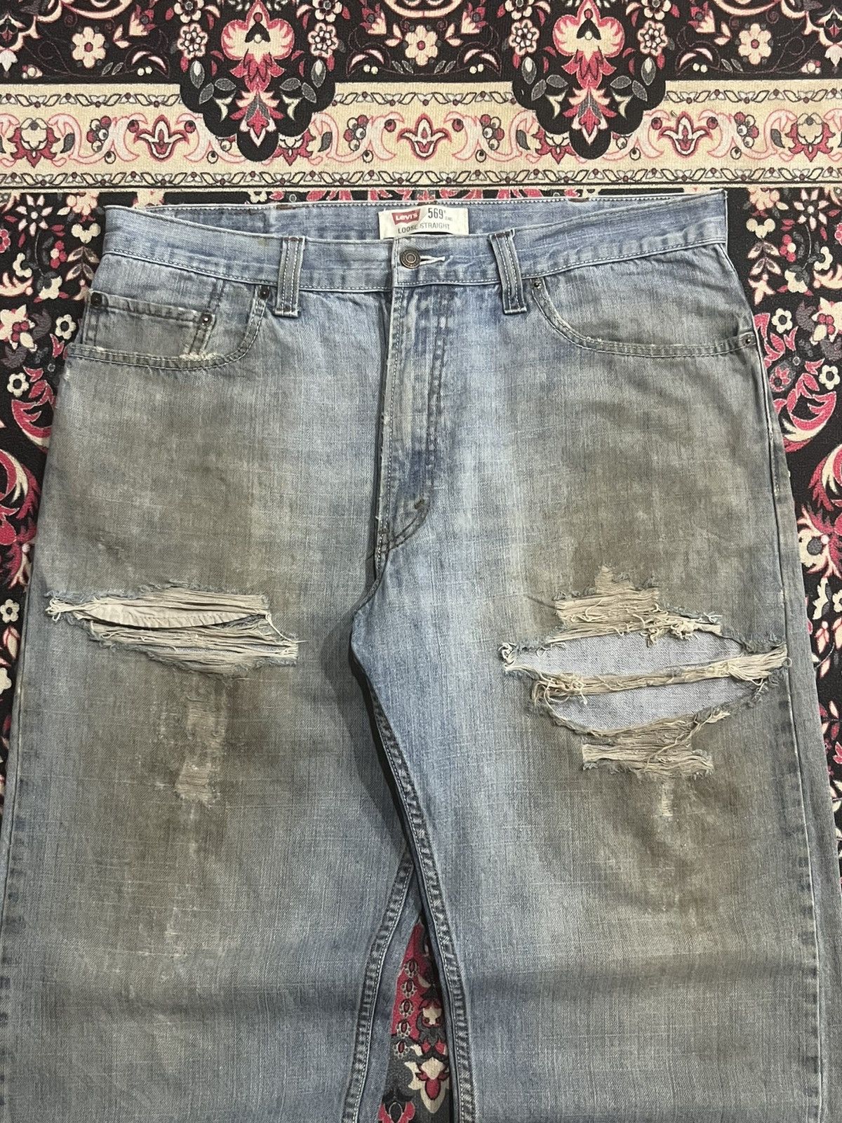 Levi's Vintage Levi’s 569 Light Rusty Blue Distressed Loose Jeans Size US 38 / EU 54 - 4 Thumbnail