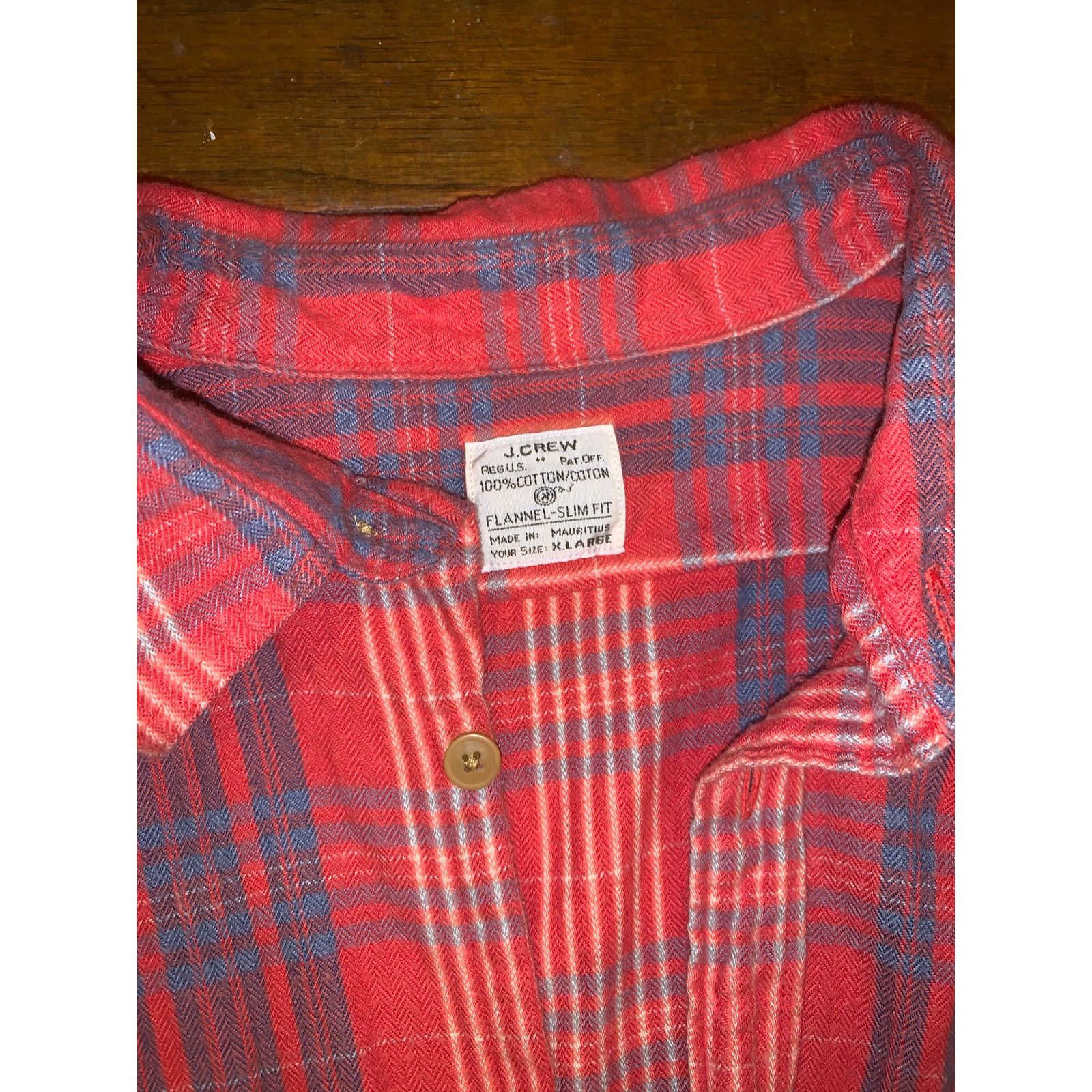 J.Crew J.Crew Red Flannel Shirt Blue Stripe XL Slim Fit Size US XL / EU 56 / 4 - 4 Thumbnail
