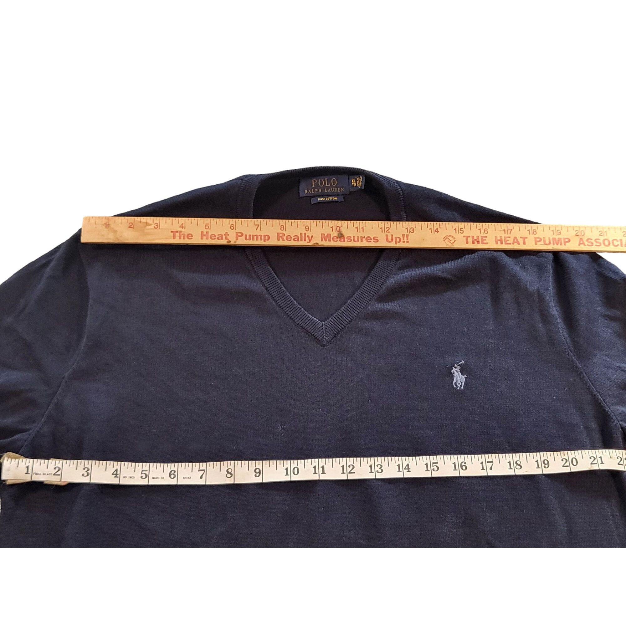 Polo Ralph Lauren Polo Ralph Lauren Pima Cotton Sweater Men Sz XL V Neck Blue Size US XL / EU 56 / 4 - 4 Thumbnail